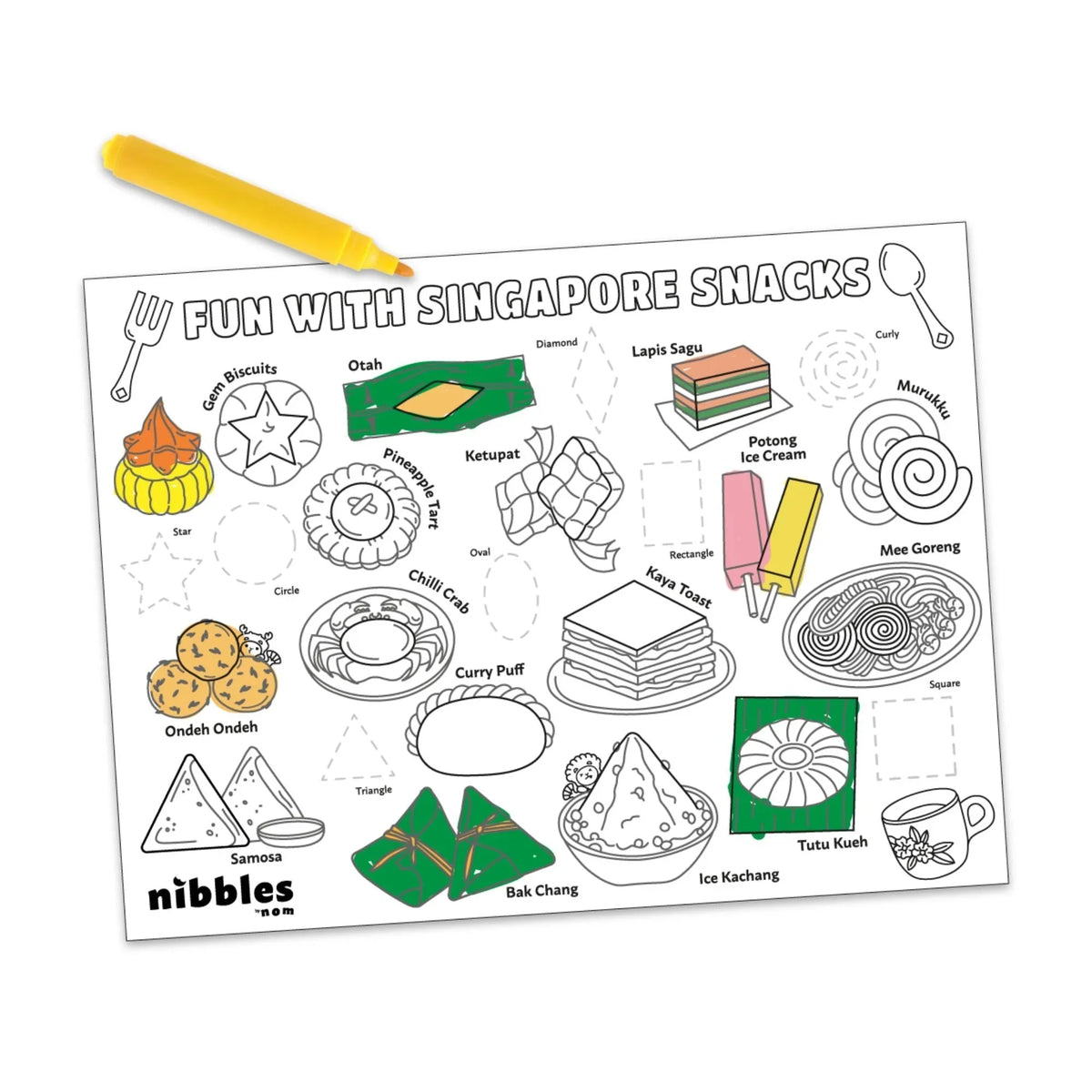 NOM | Nibbles by Nom SG Snacks Silicone Colouring Mat