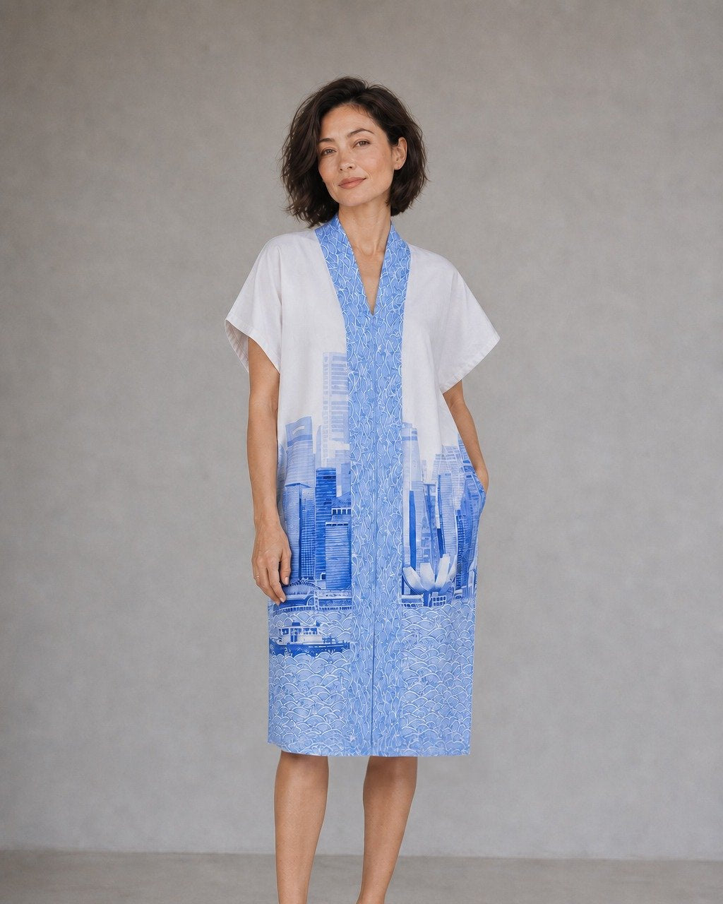 ANS.EIN | SINGAPORE SKYLINE Blue Nyonya Dress