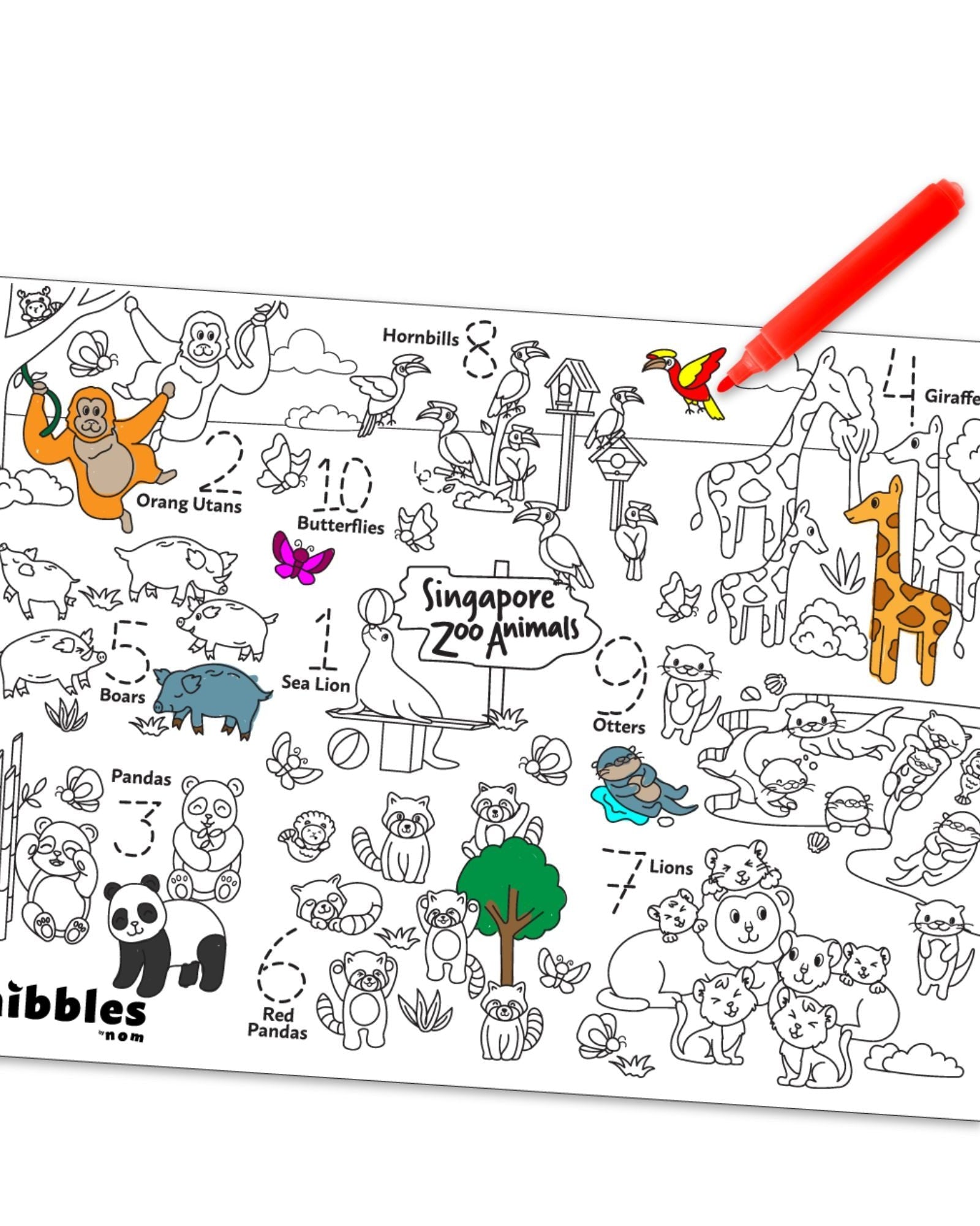 NOM | Nibbles by Nom SG Zoo Silicone Colouring Mat