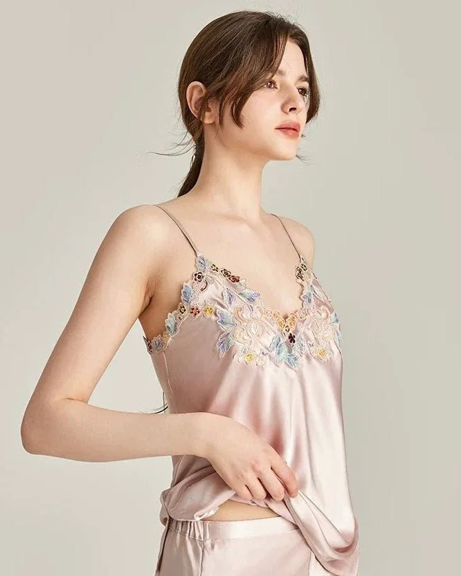 BELLS & BIRDS | Florentine Mulberry Silk Cami Set (Rose)