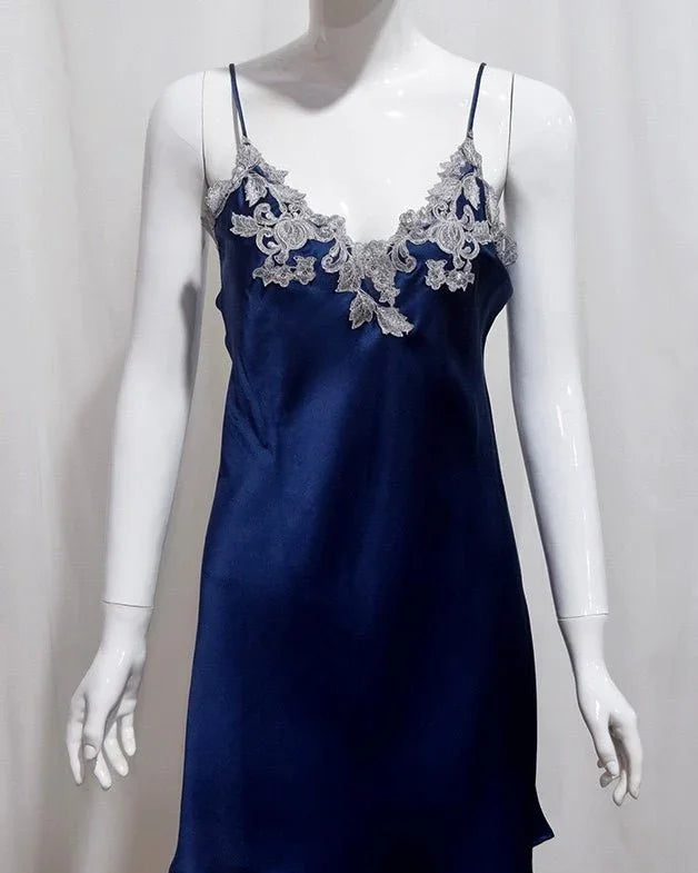 BELLS & BIRDS | Florentine Mulberry Silk Slip (Navy)