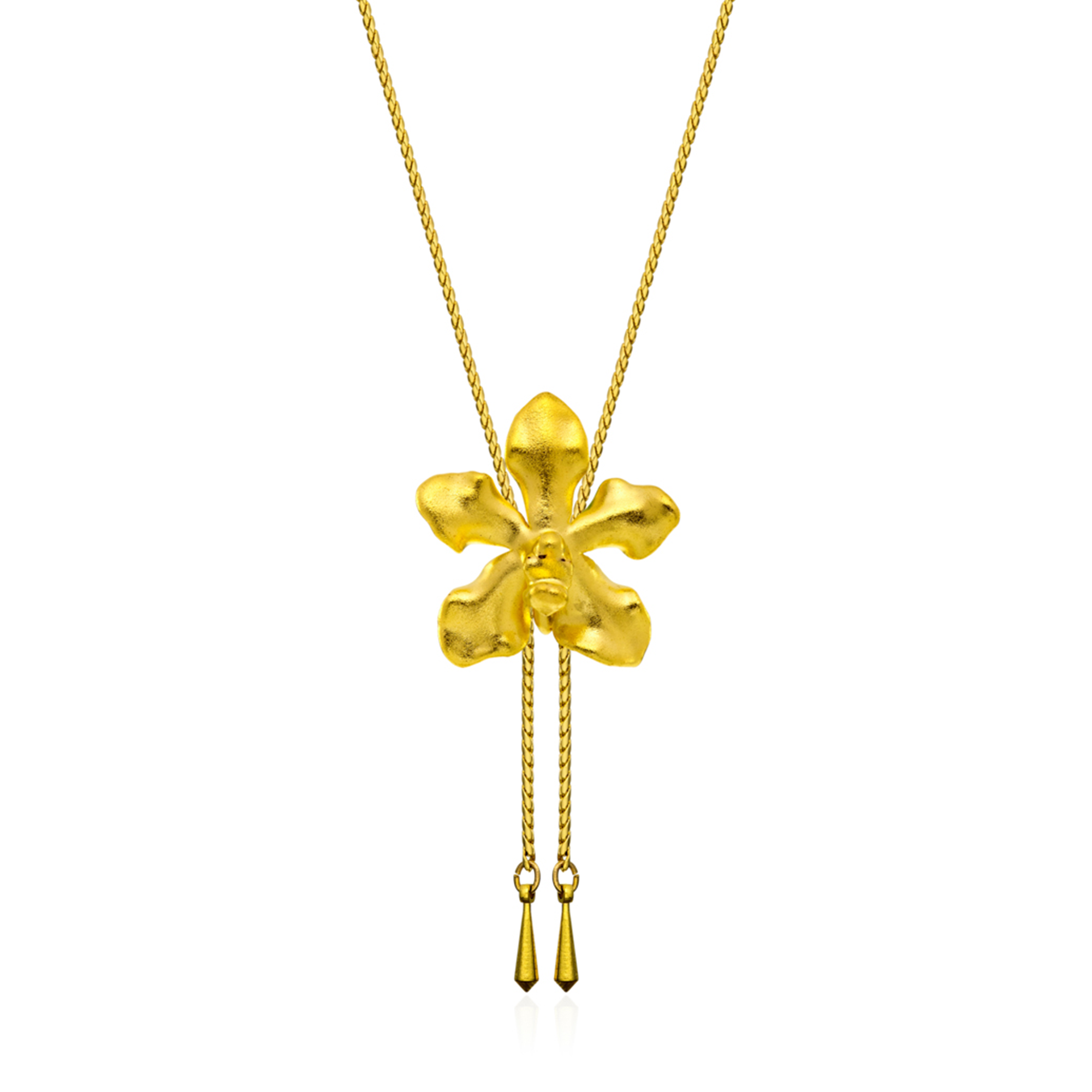 RISIS | Vanda Limbata Orchid Long Slider Necklace in Gold