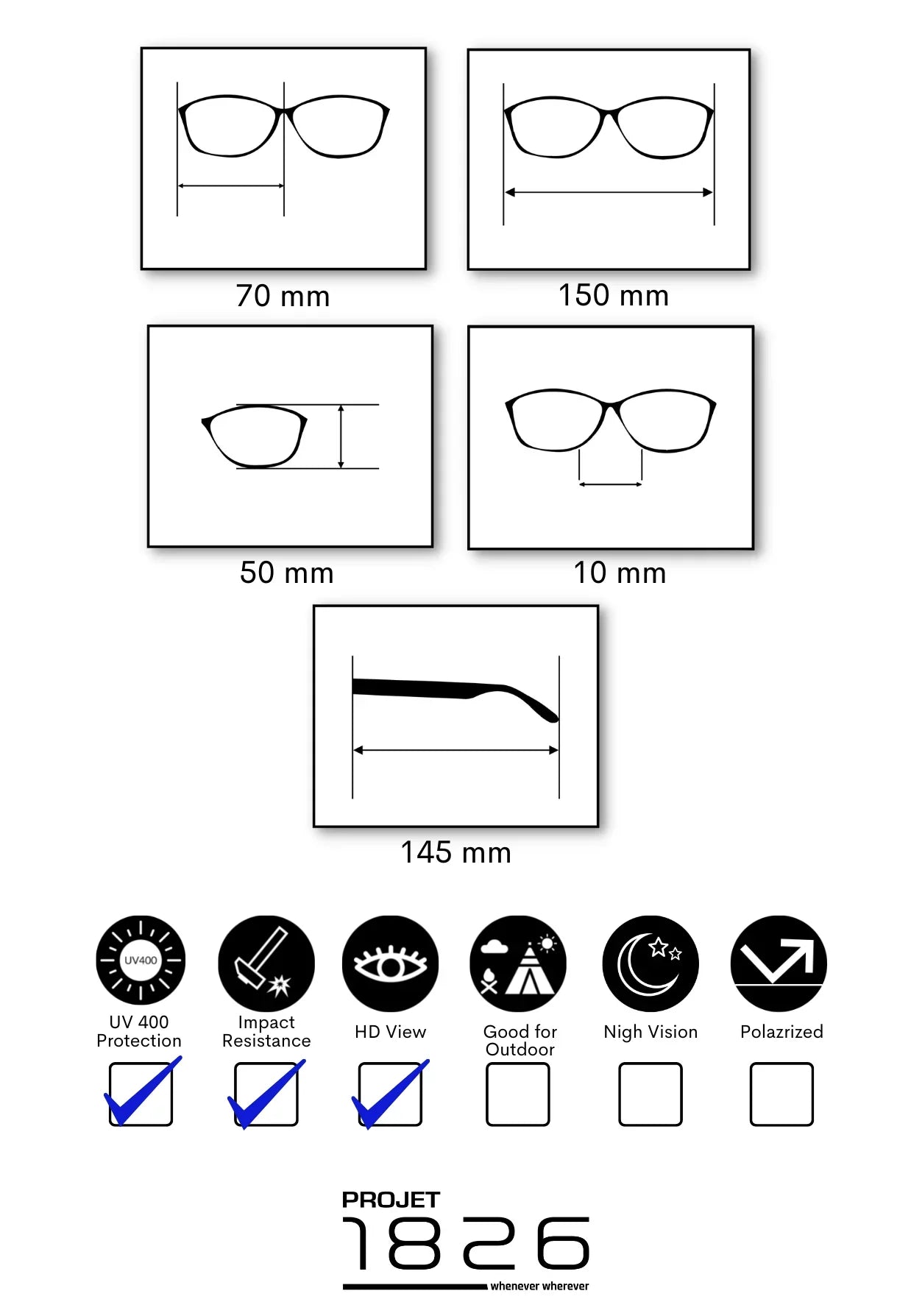 PROJET1826 | CADEN Foldable Sunglasses Black/Black