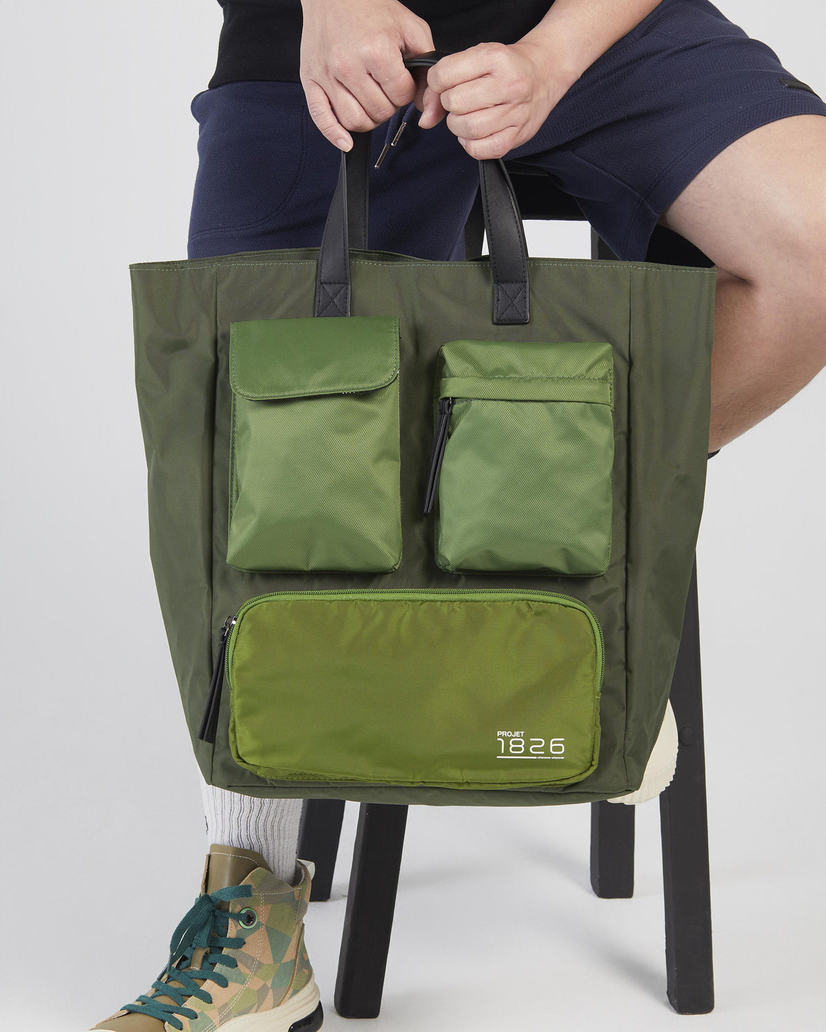 PROJET1826 | CAEDMON Multipockets Tote Bag Green