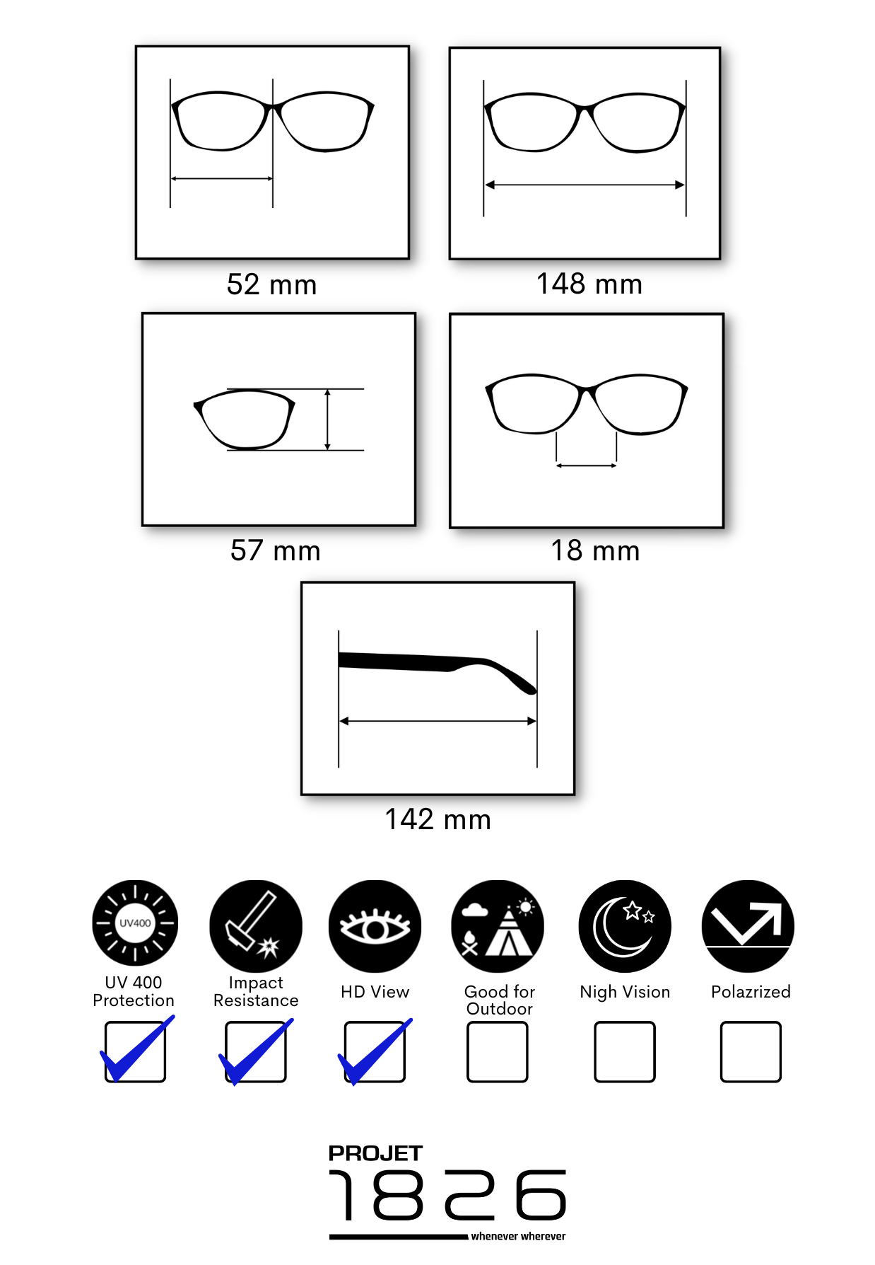 PROJET1826 | CALEB Foldable Sunglasses Black/Black