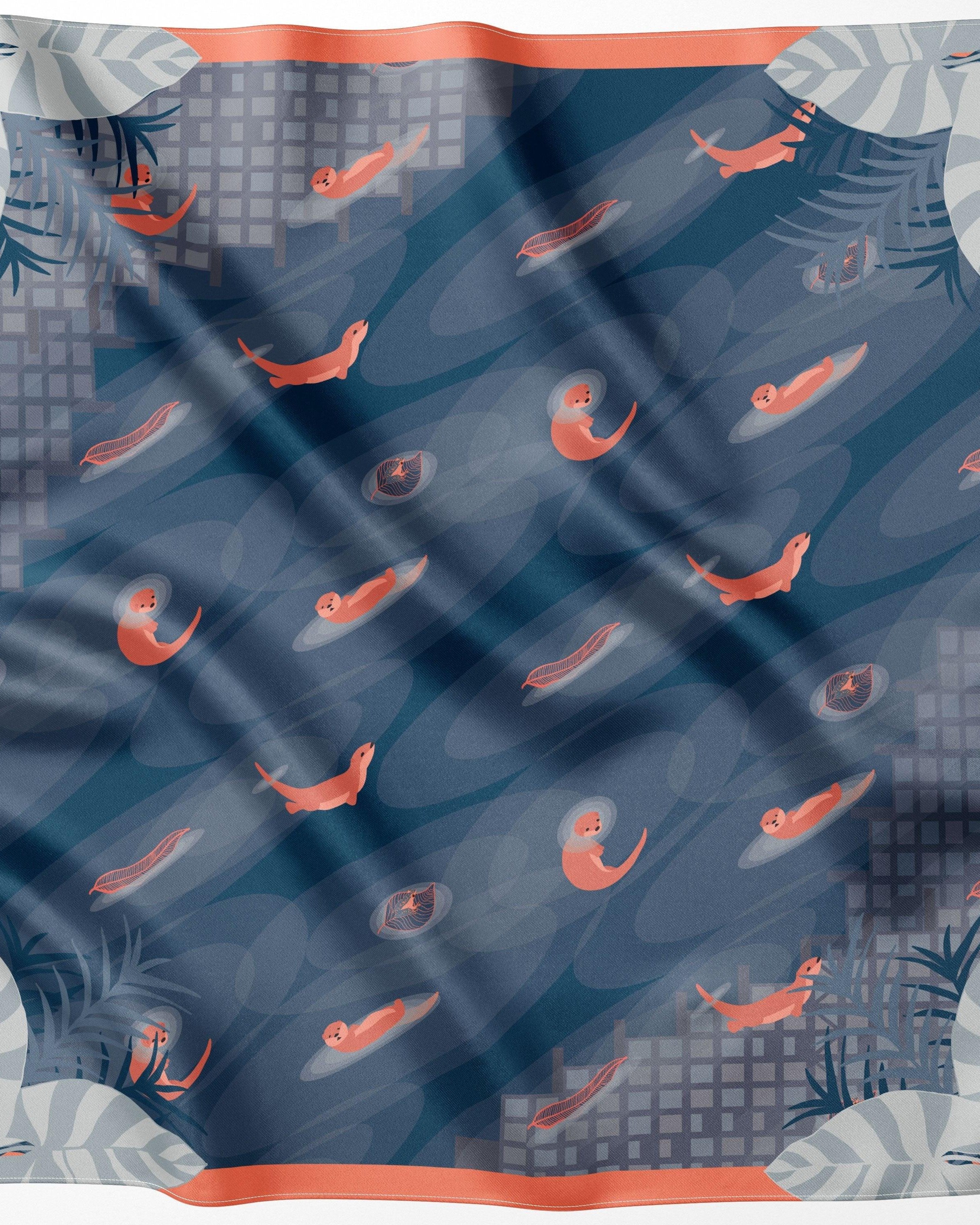 BINARY STYLE | Playful Otters 115x115cm Square Scarf