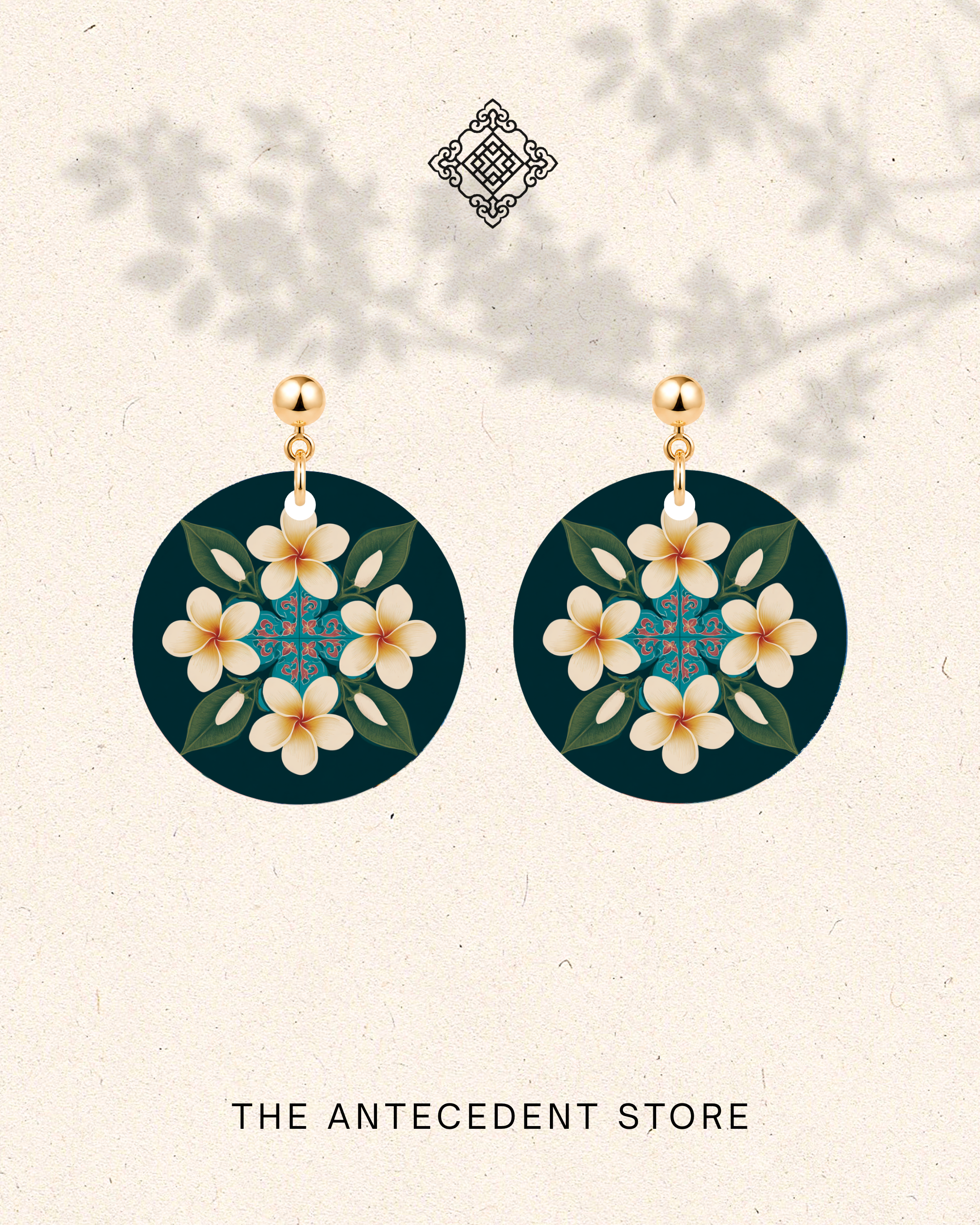 THE ANTECEDENT STORE | White Frangipani Peranakan Earrings