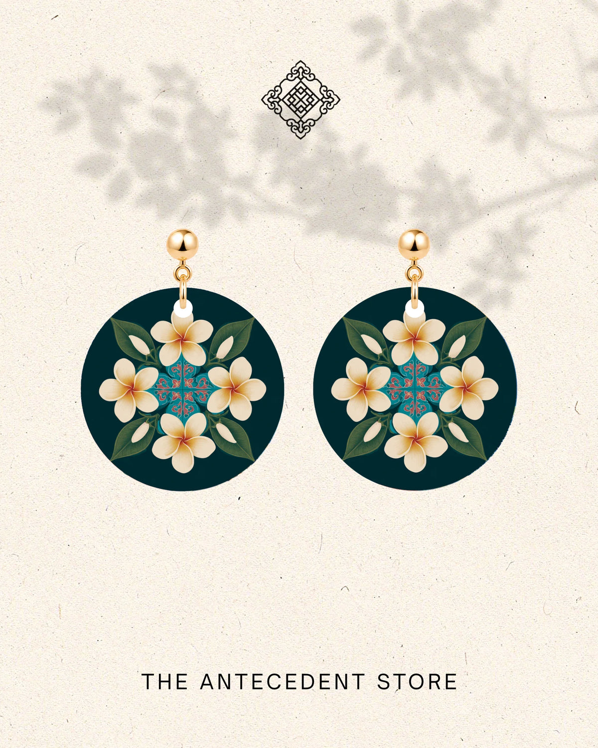 THE ANTECEDENT STORE | White Frangipani Peranakan Earrings