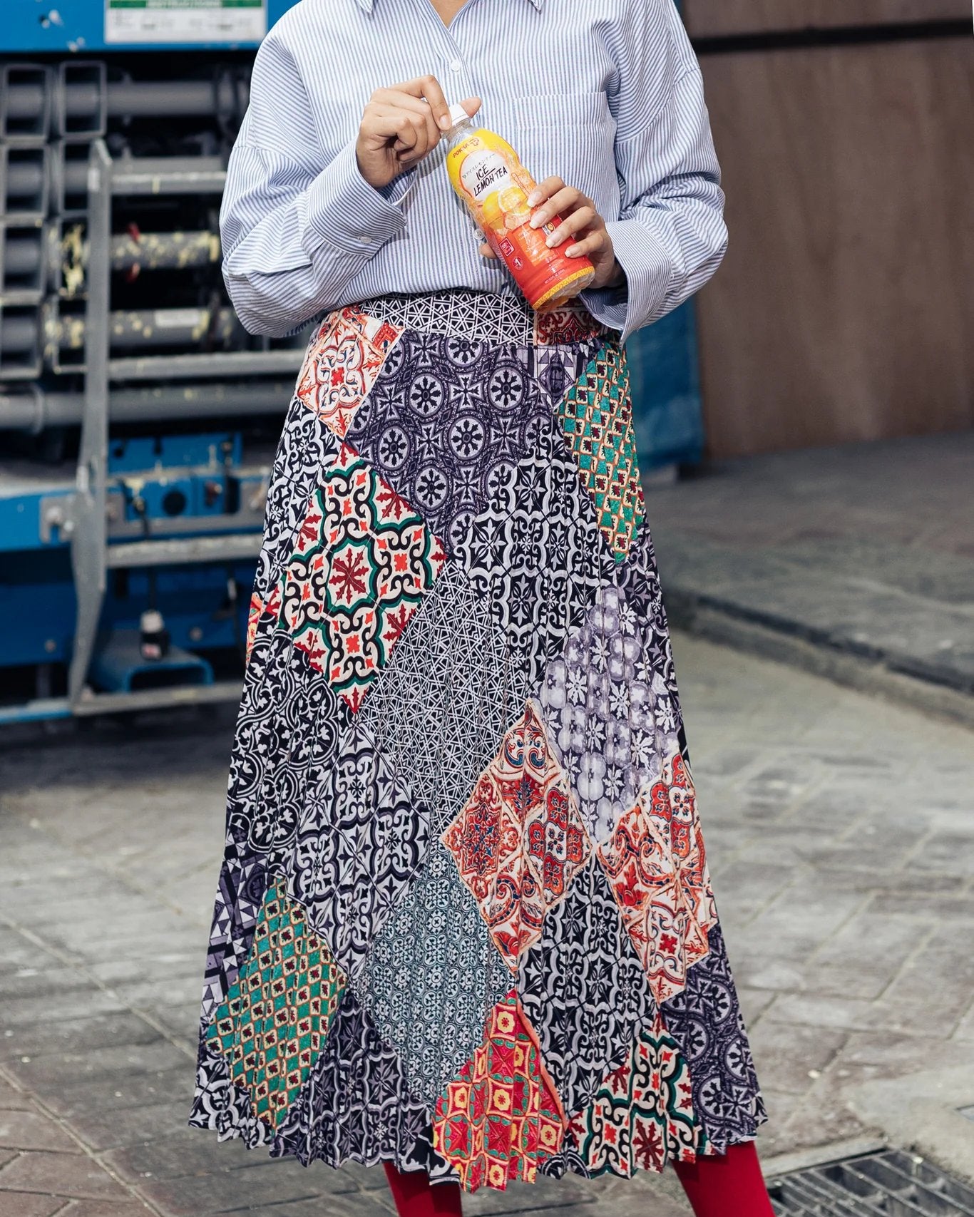 PHOTO PHACTORY | Peranakan Pleated Midi Skirt | Ash Black