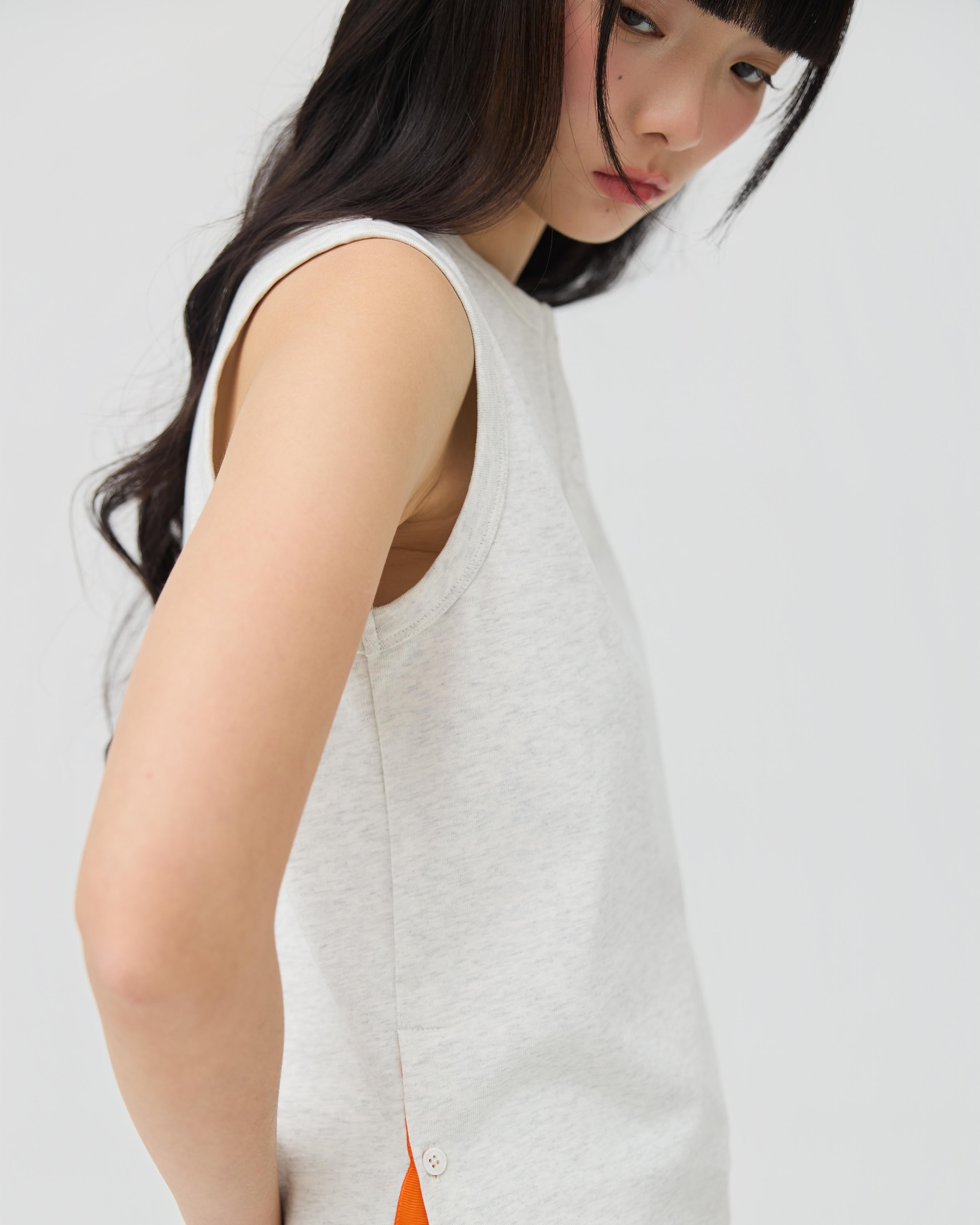 3EIGHTH | Musubi Henley Tank In Grey Marl