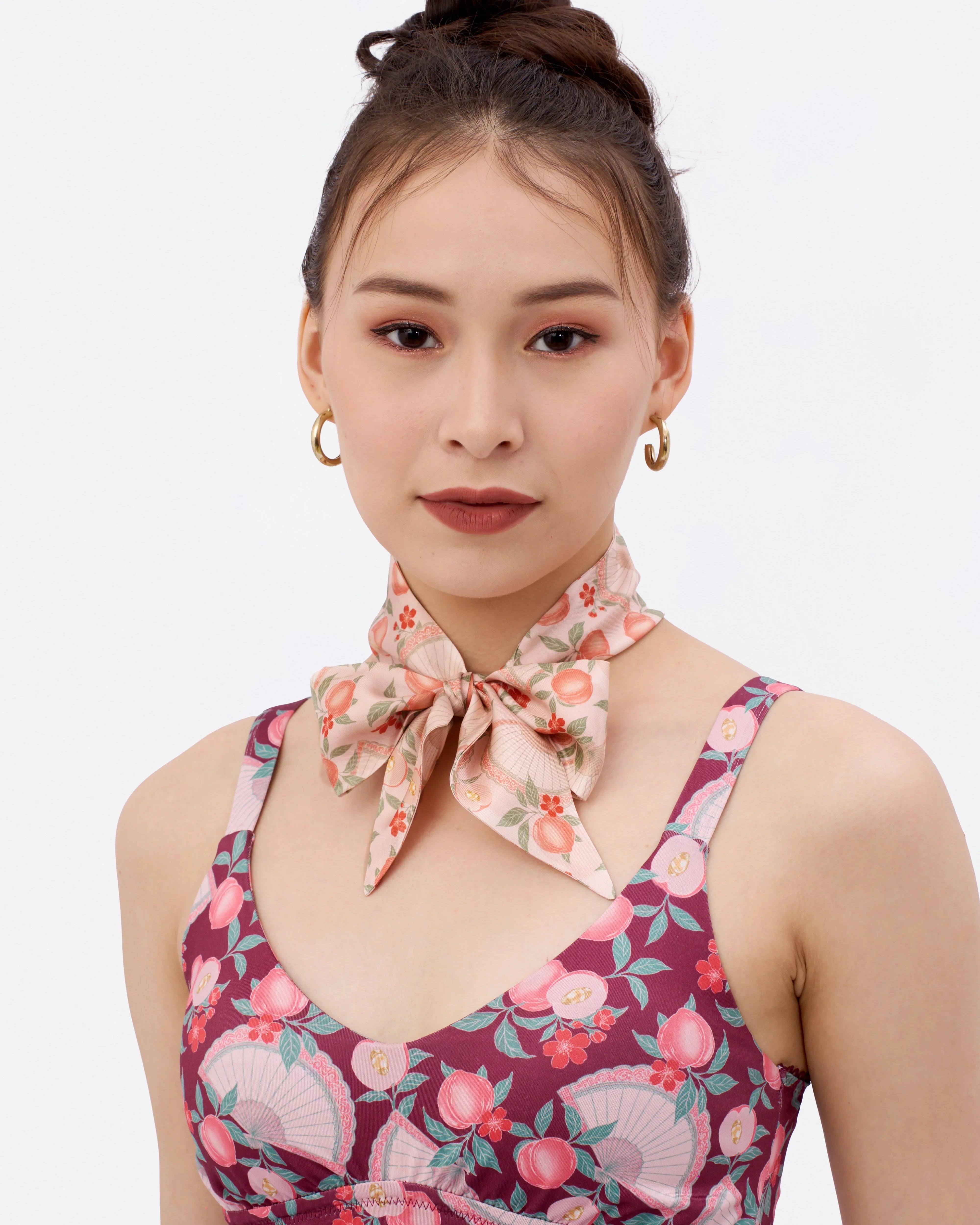 STUDIO QILING | Golden Peaches Pink Silk Bandeau 100