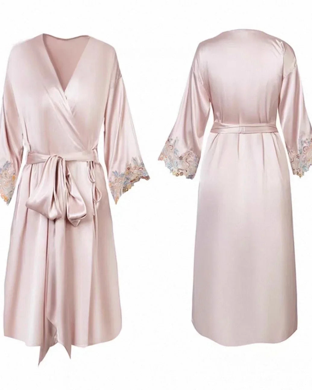 BELLS & BIRDS | Florentine Mulberry Silk Robe (Rose)