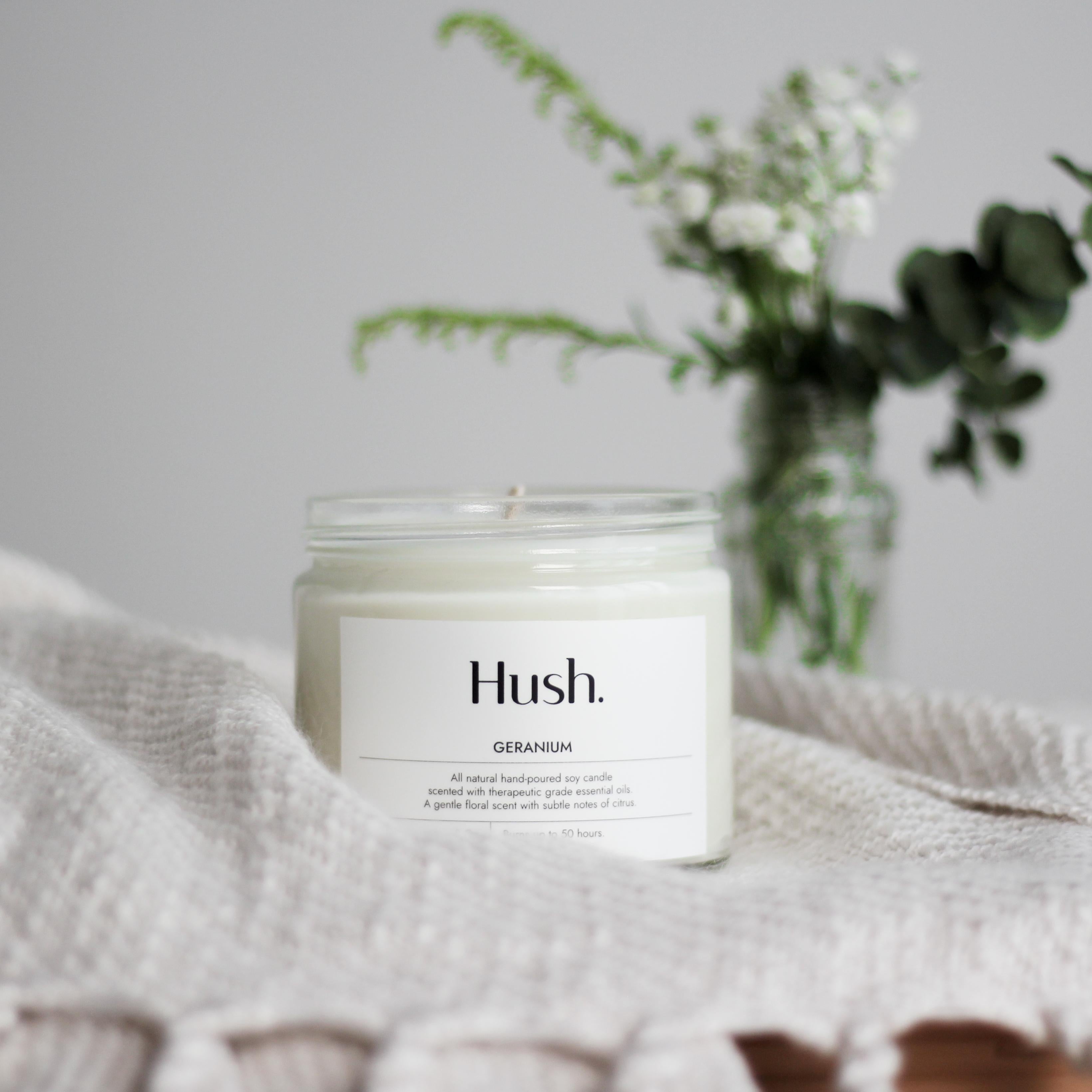HUSH CANDLE | Geranium Essential Oil Candle 8oz