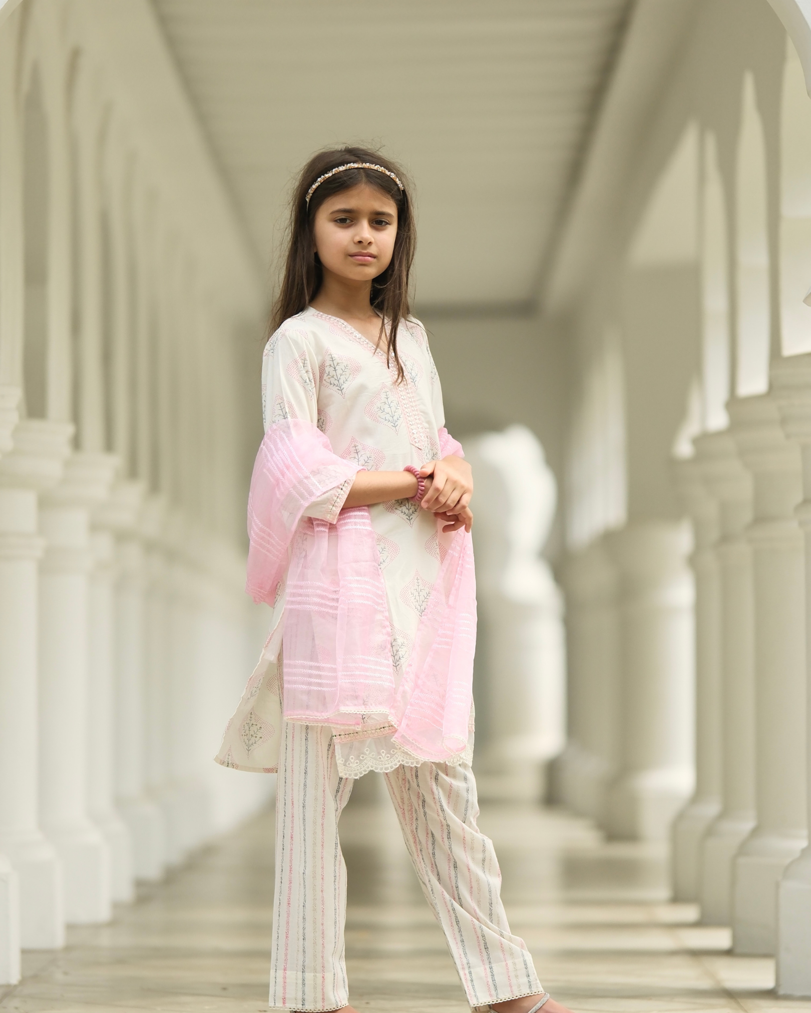 NIMBU | Gul Pink Girls Kurti With Pants Set In Cotton