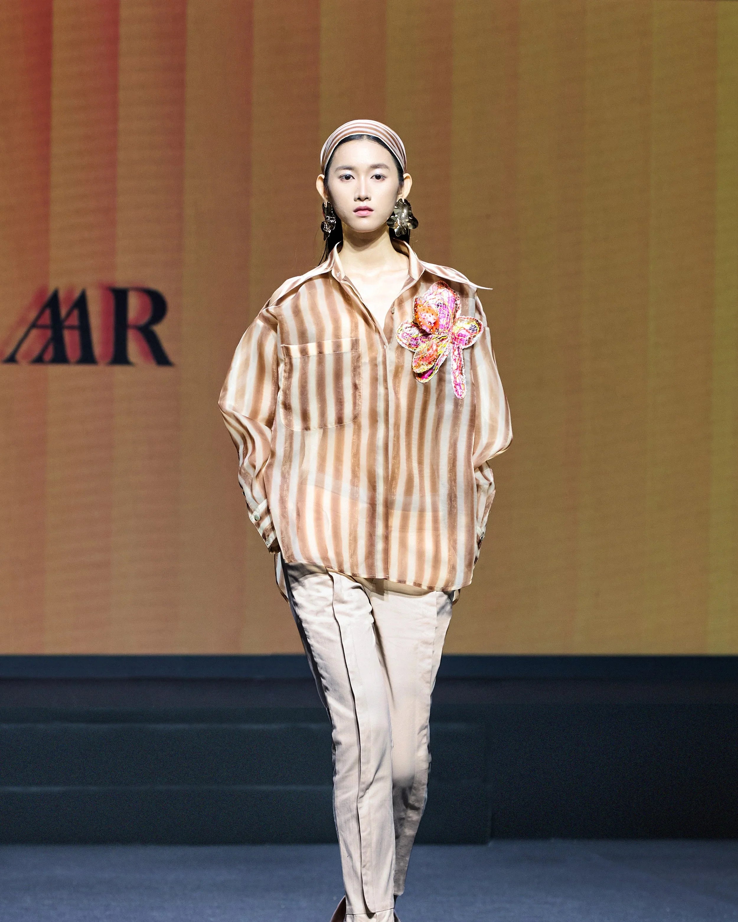 KHAAR | Stripes Floral Oversized Shirt