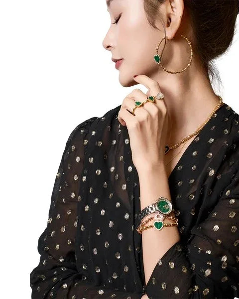 BLACK BY BLUE BRAVE | Cupid 28mm Green Mother Of Pearl Dial Heart Shaped Hands Silver Bracelet Watch