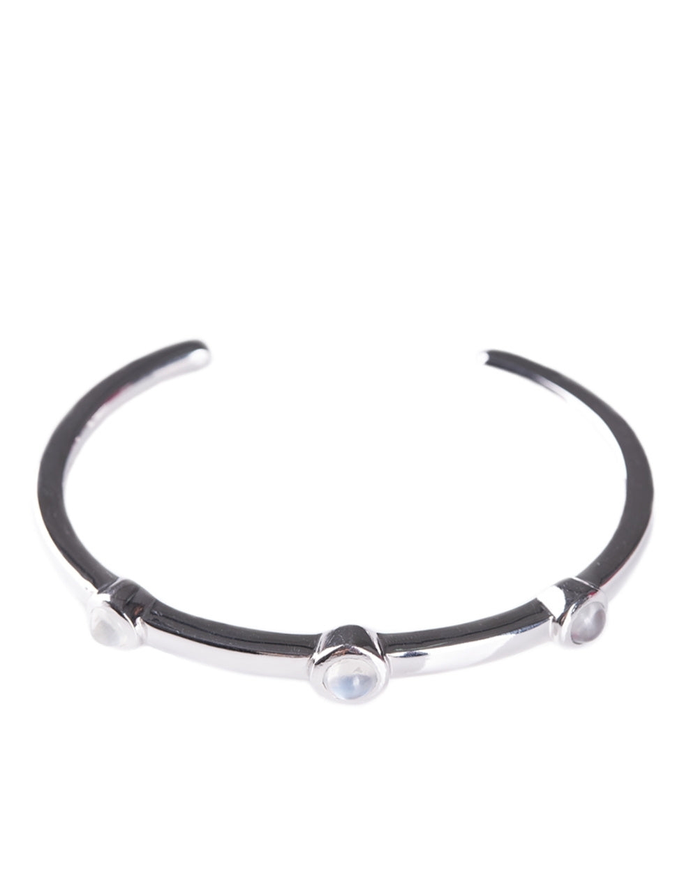 CREATIVE JEWELLERY STUDIO | Burmese Moonstone, Rhodium Plated Silver Cuff by Design of Gems