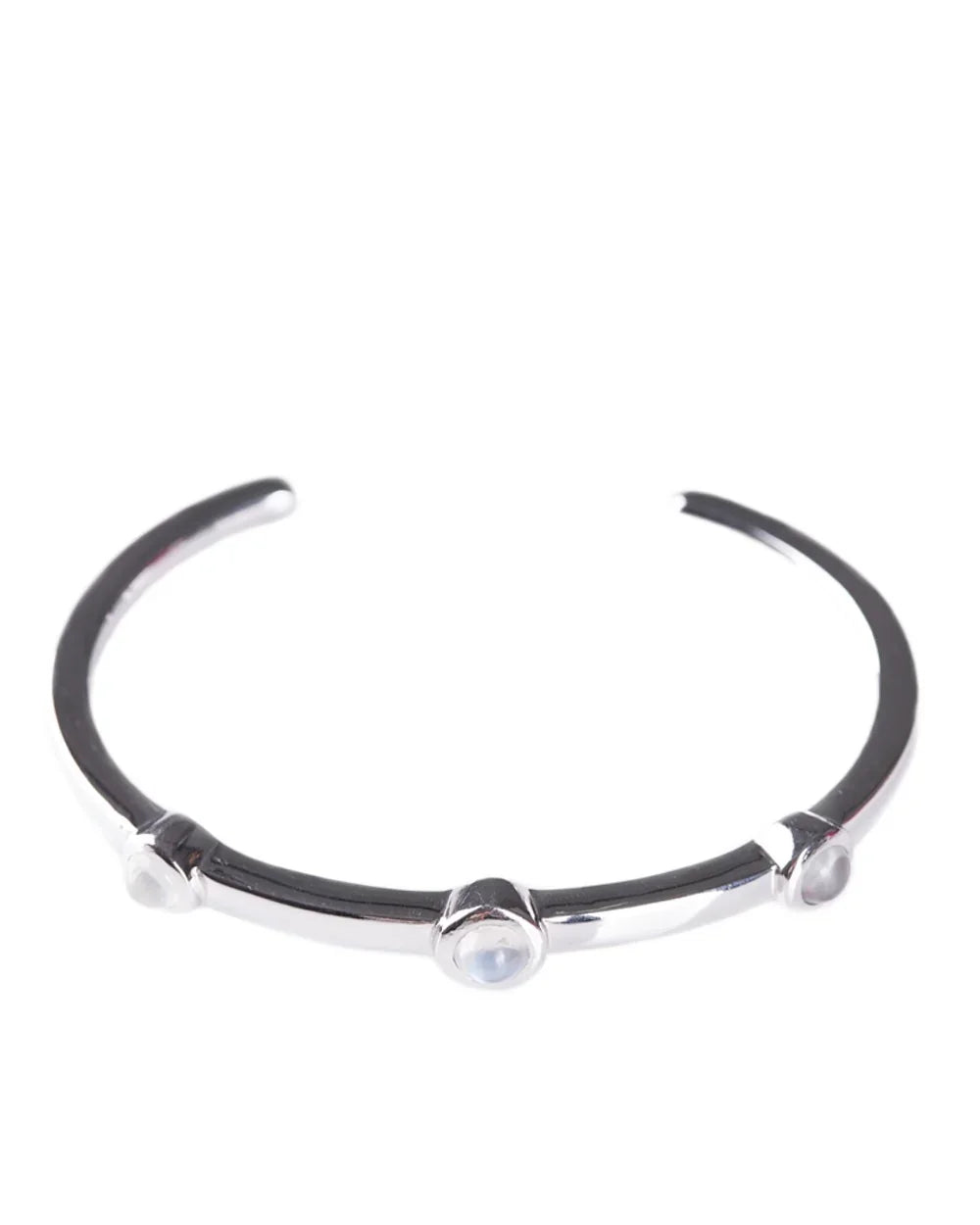 CREATIVE JEWELLERY STUDIO | Burmese Moonstone, Rhodium Plated Silver Cuff by Design of Gems