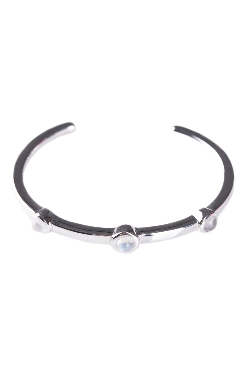 CREATIVE JEWELLERY STUDIO | Burmese Moonstone, Rhodium Plated Silver Cuff by Design of Gems