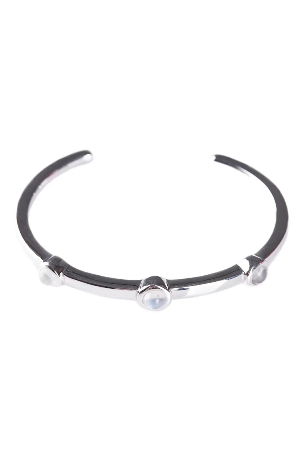 CREATIVE JEWELLERY STUDIO | Burmese Moonstone, Rhodium Plated Silver Cuff by Design of Gems