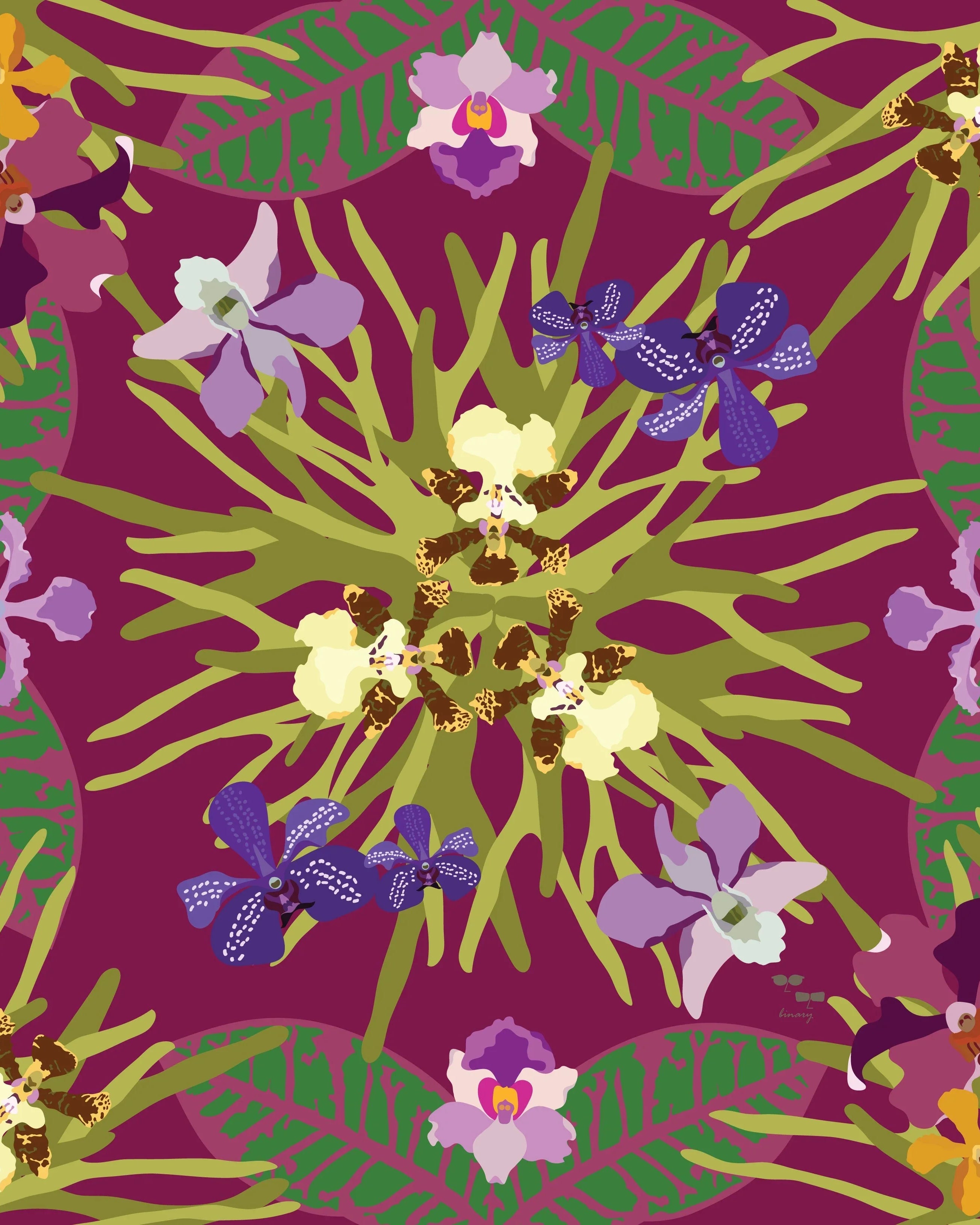 BINARY STYLE | Ochidea Silk Square Scarf 87x87cm
