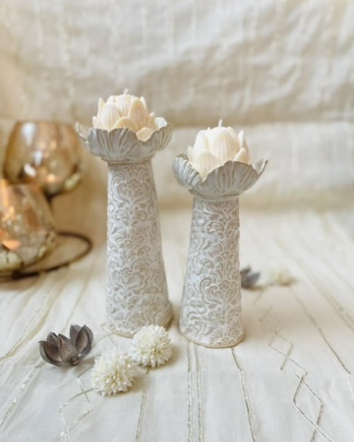 CERAMICS BY JAS | Handmade Ceramic Tall Candle Holders - Set of 2