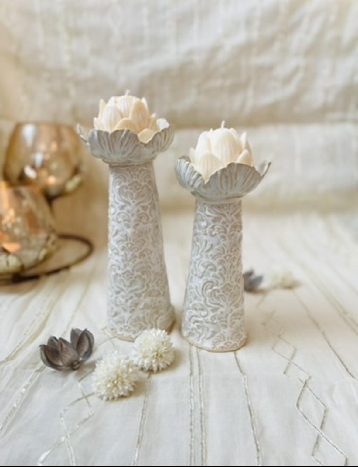 CERAMICS BY JAS | Handmade Ceramic Tall Candle Holders - Set of 2