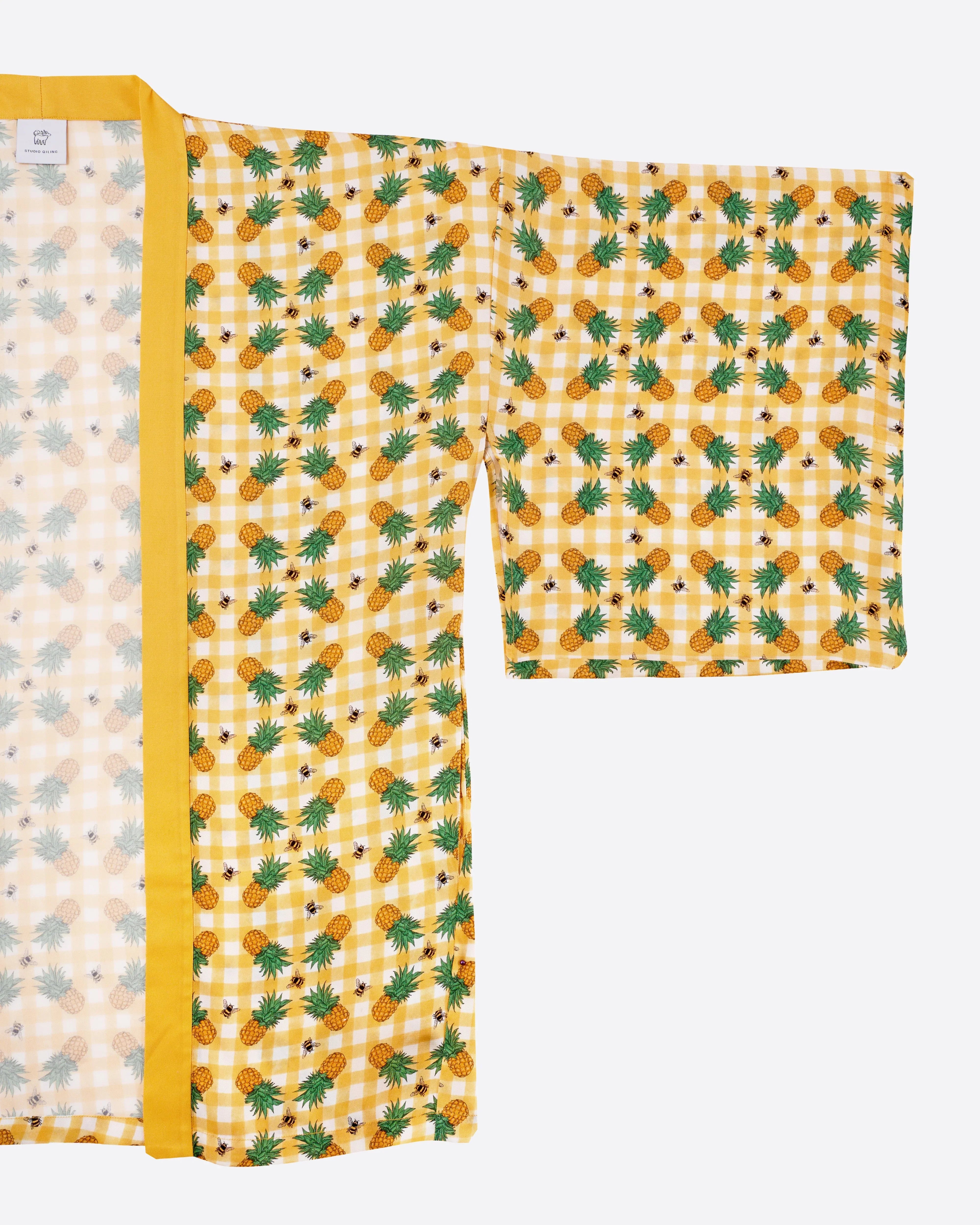 STUDIO QILING | Pineapple Amber Silk Blend Kimono