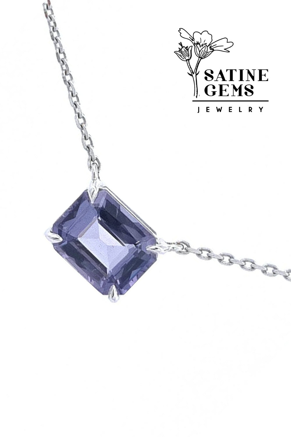 CREATIVE JEWELLERY STUDIO | 18k Solid White Gold, Blue Spinel Necklace by Satine Gems Jewelry