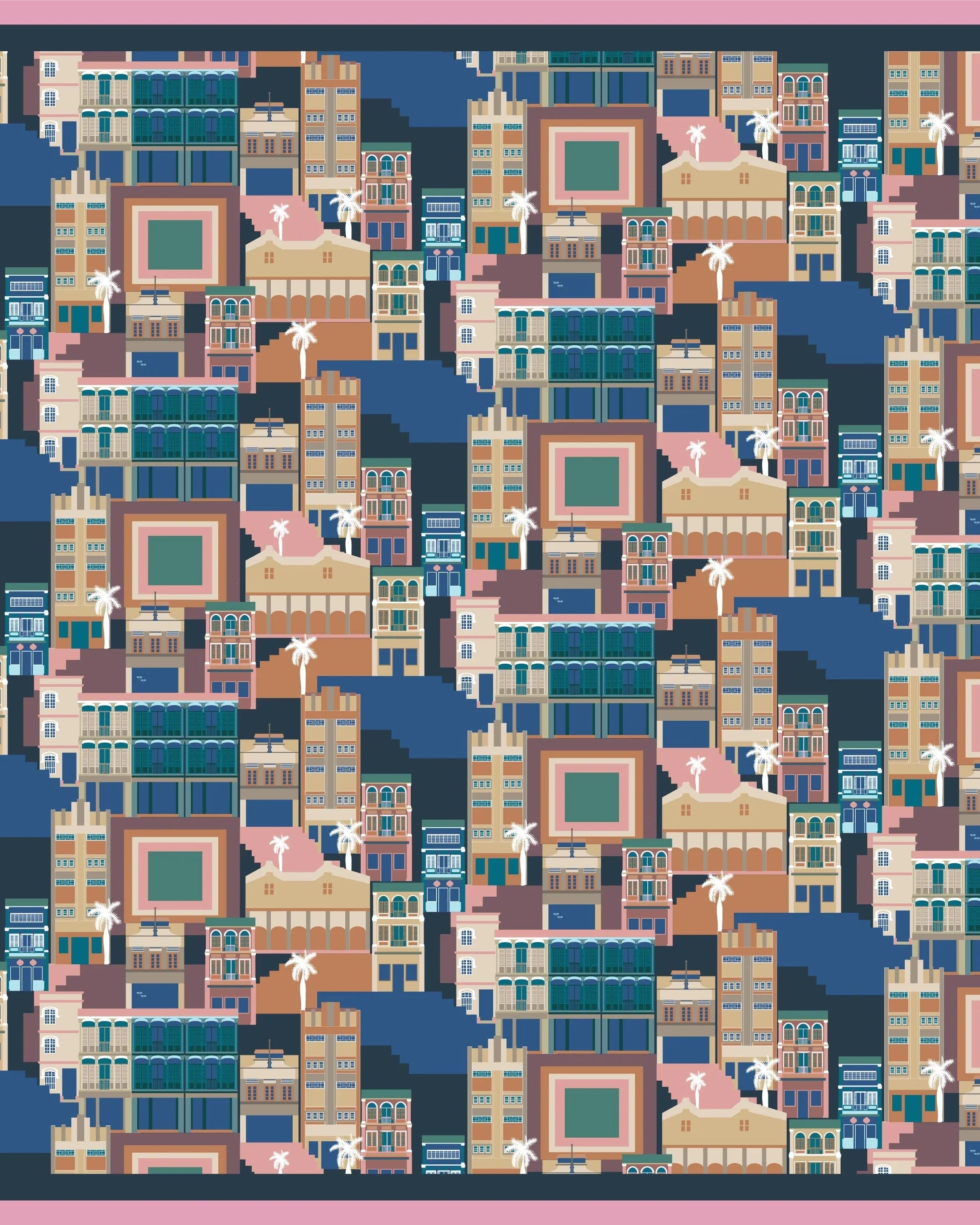 BINARY STYLE | Shophouses of Singapore Silk Scarf