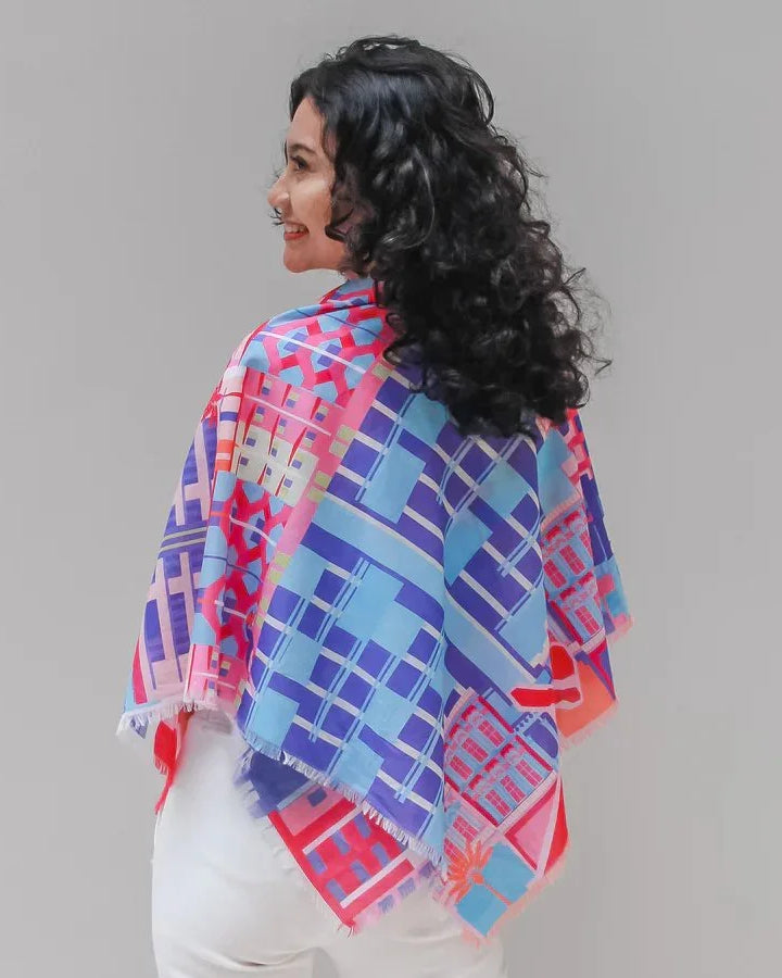 BINARY STYLE | Singapore In Technicolours 115x115cm Square Scarf
