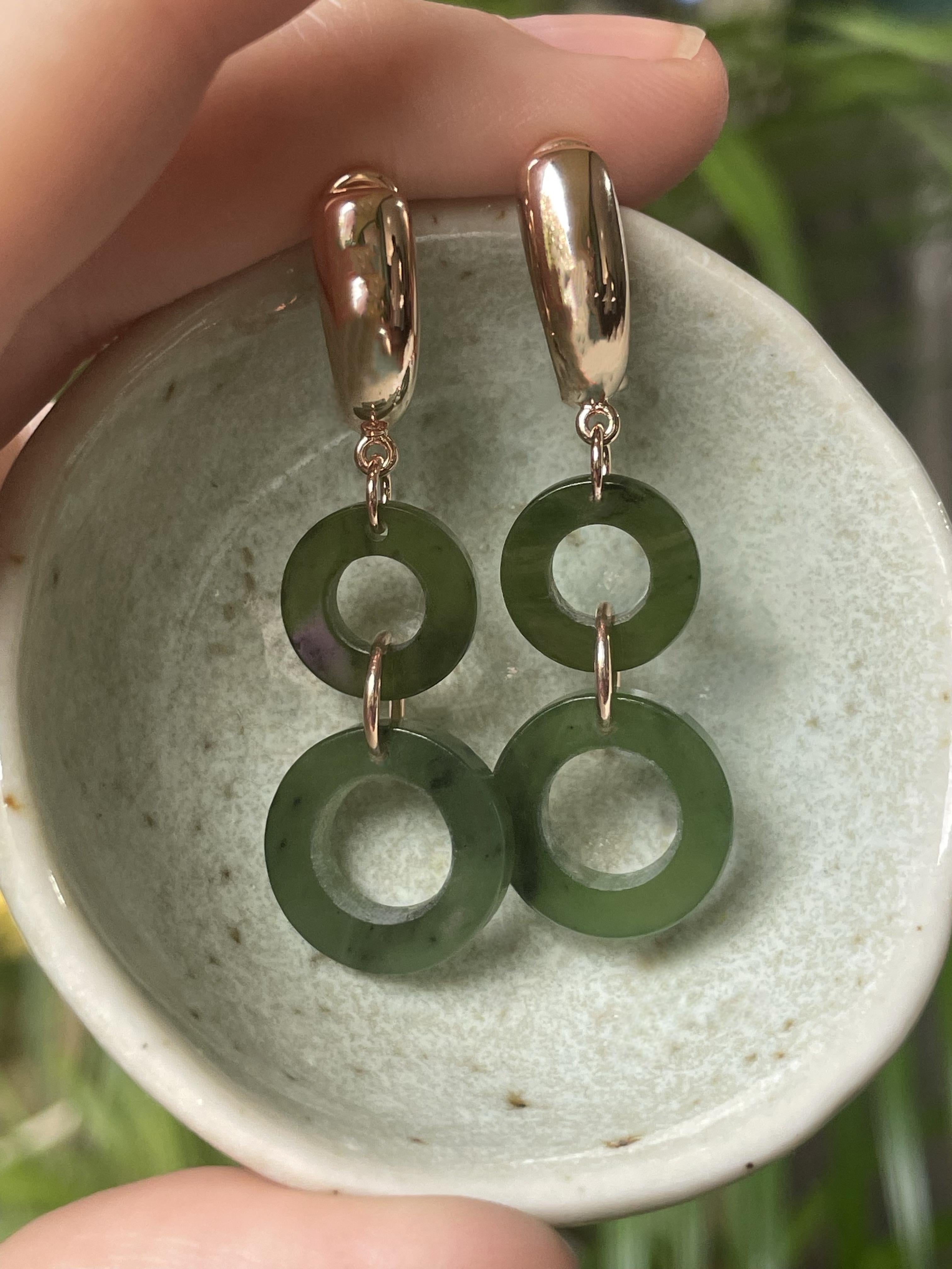 MARILYN TAN JEWELLERY | Nephrite Green Jade Lucky 8 Clip and Post Earrings
