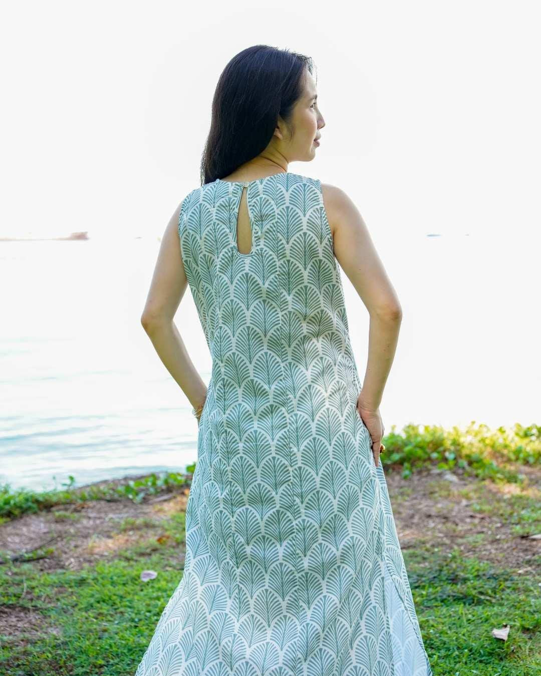 NIMBU | Luna Slit Women's Dress In Blue Shells