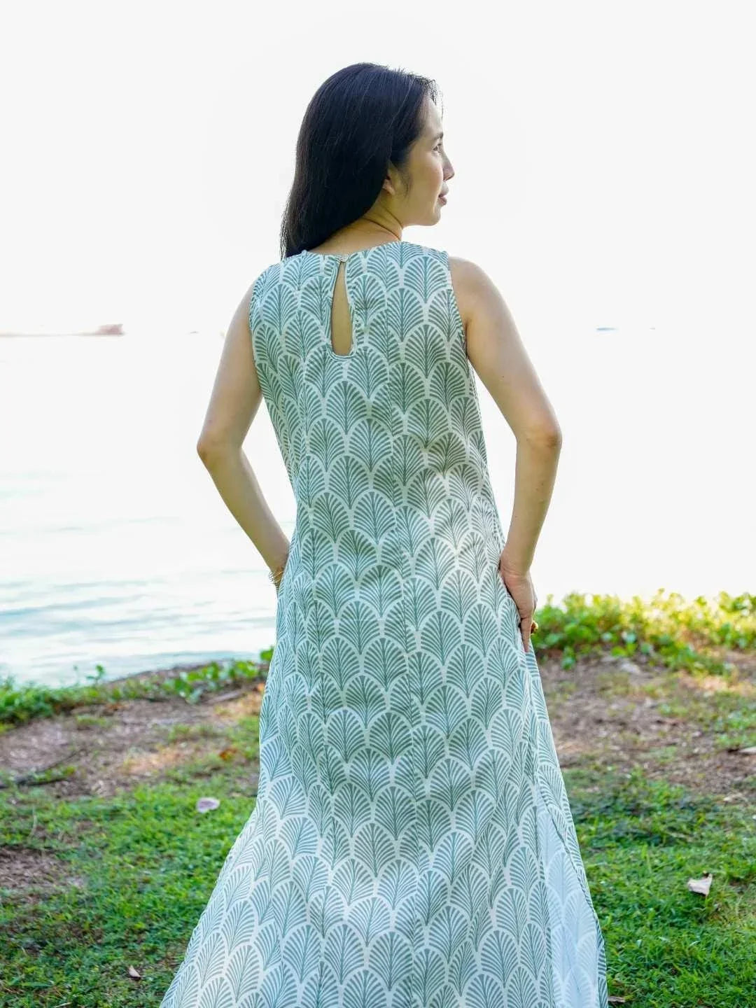 NIMBU | Luna Slit Women's Dress In Blue Shells