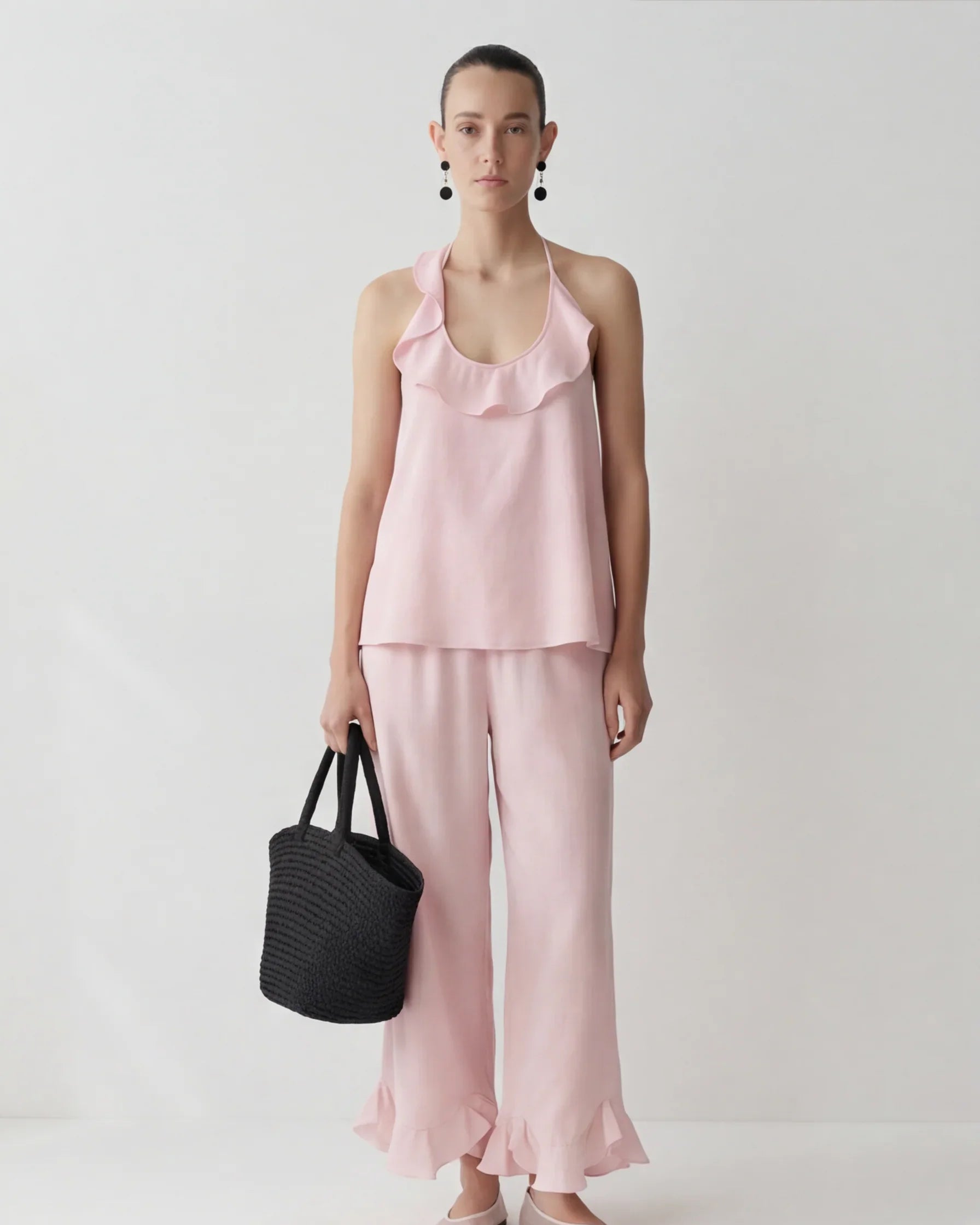 LAYERPLAN | Ara Ruffle Hem Tencel-Linen Pants