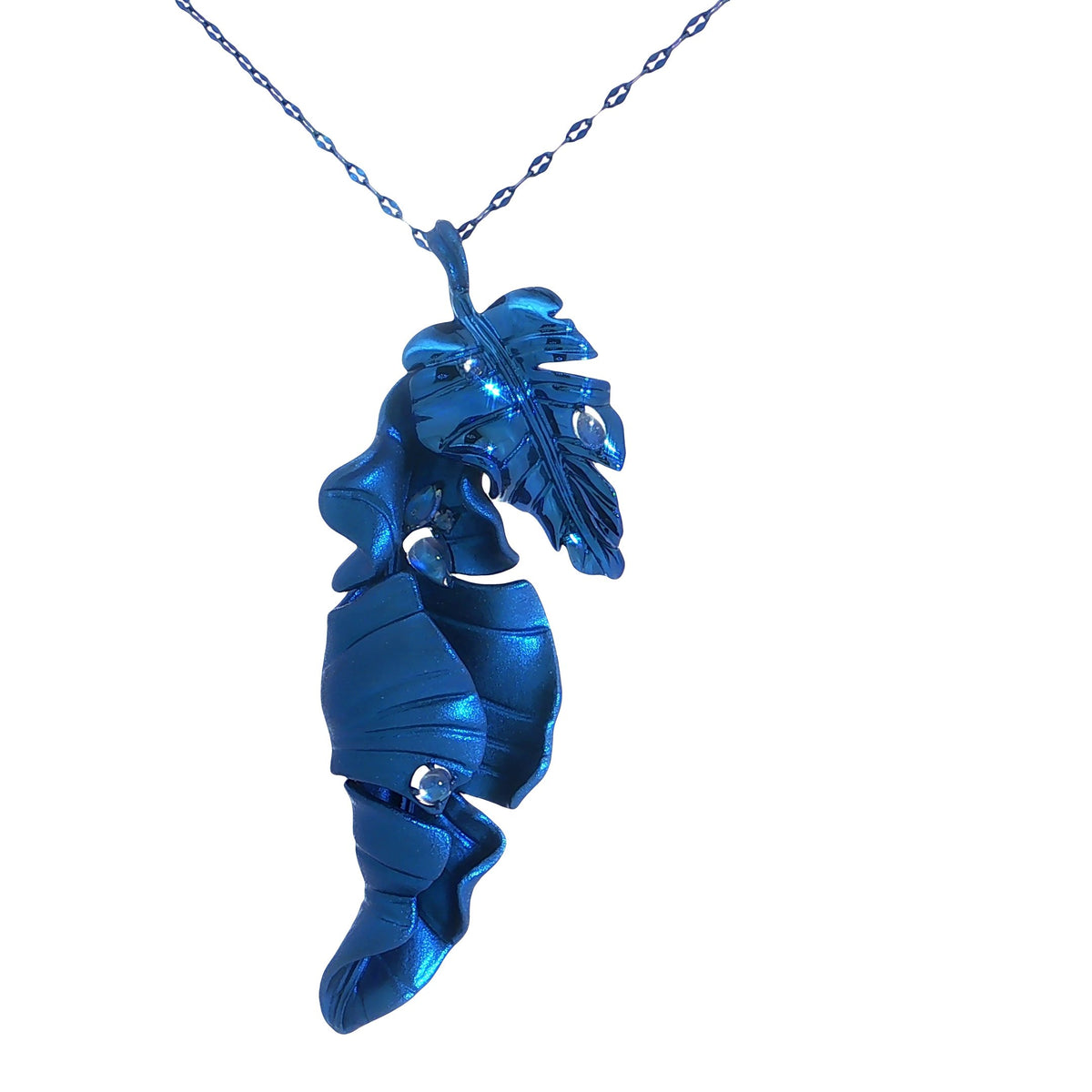 CREATIVE JEWELLERY STUDIO | My Tropical Garden: Artistic Titanium & Moonstones "Tropical Leaf" Pendant 2 | Tyll Atelier