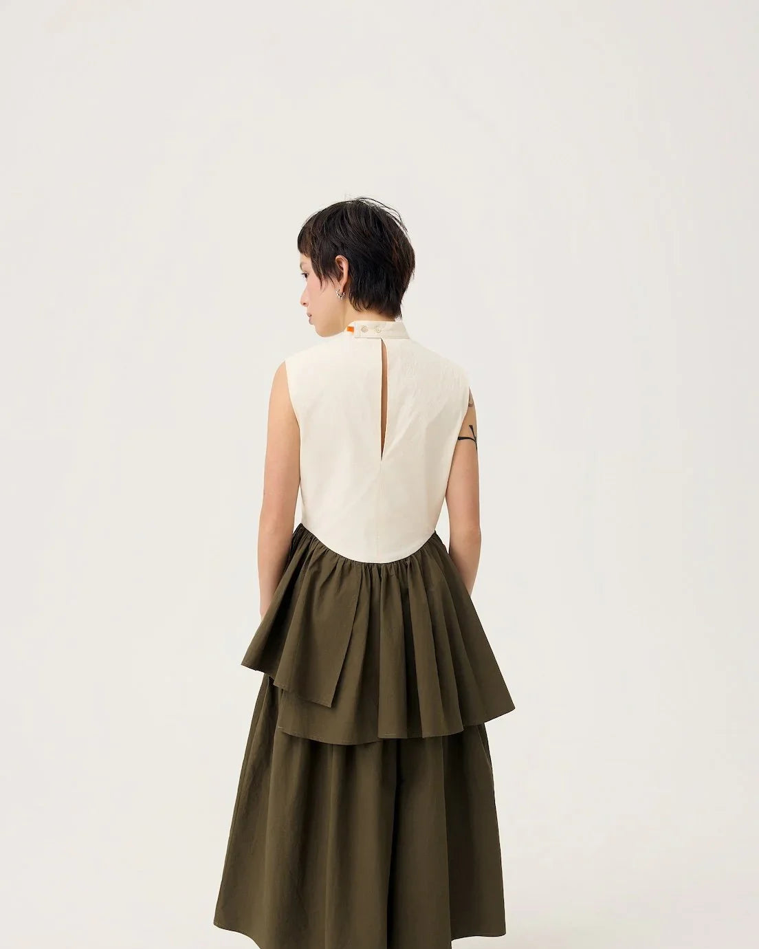 3EIGHTH | Ukabu Dress in Olive & Cream