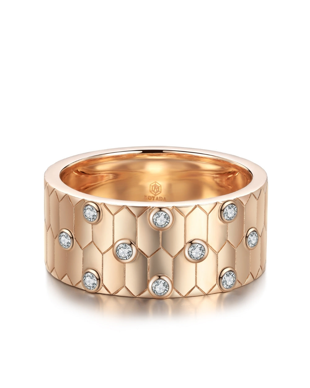 CREATIVE JEWELLERY STUDIO | 18k Rose Gold & Diamond Honeycomb Bold Ring by Royada Jewelry