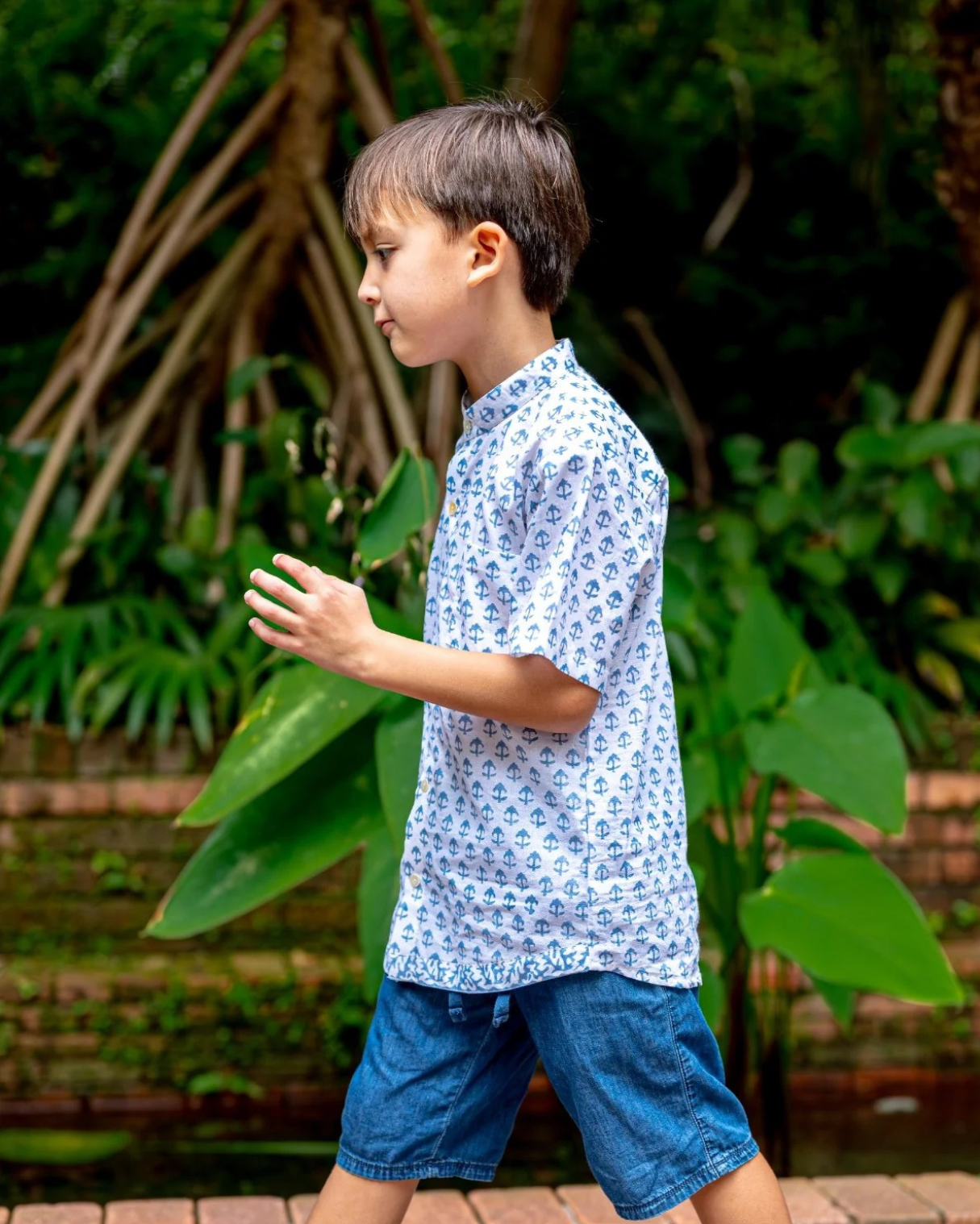 NIMBU | Sasha White Anchor Kids Shirts in Cotton