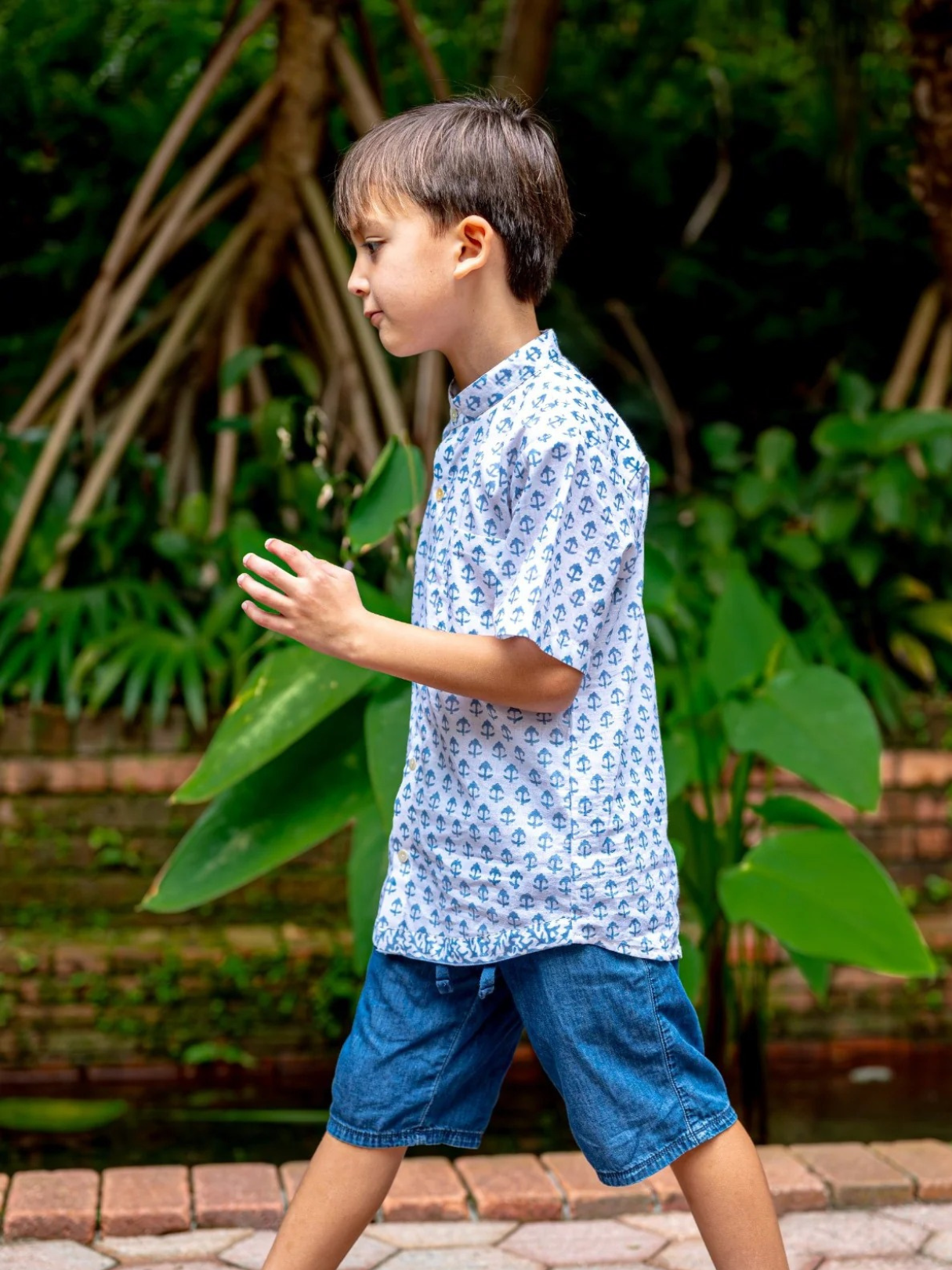 NIMBU | Sasha White Anchor Kids Shirts in Cotton