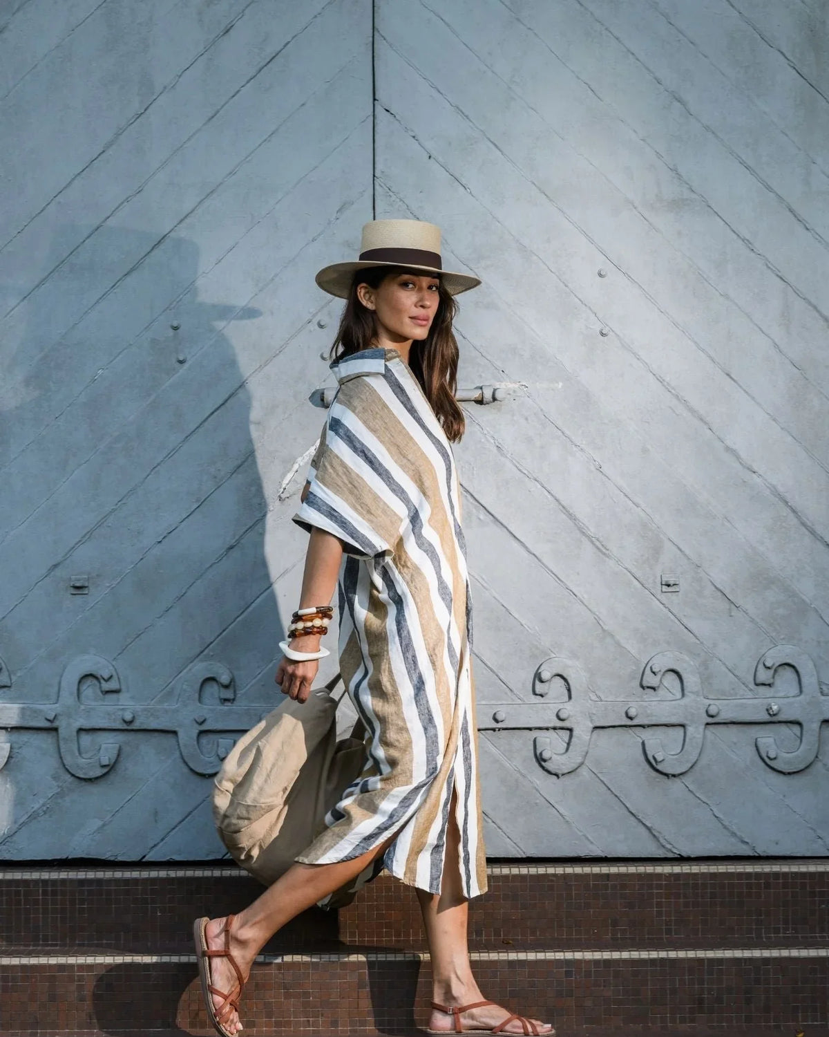 EDITION LIMITEE SINGAPORE | Shirt Dress Long | Charcoal Stripes