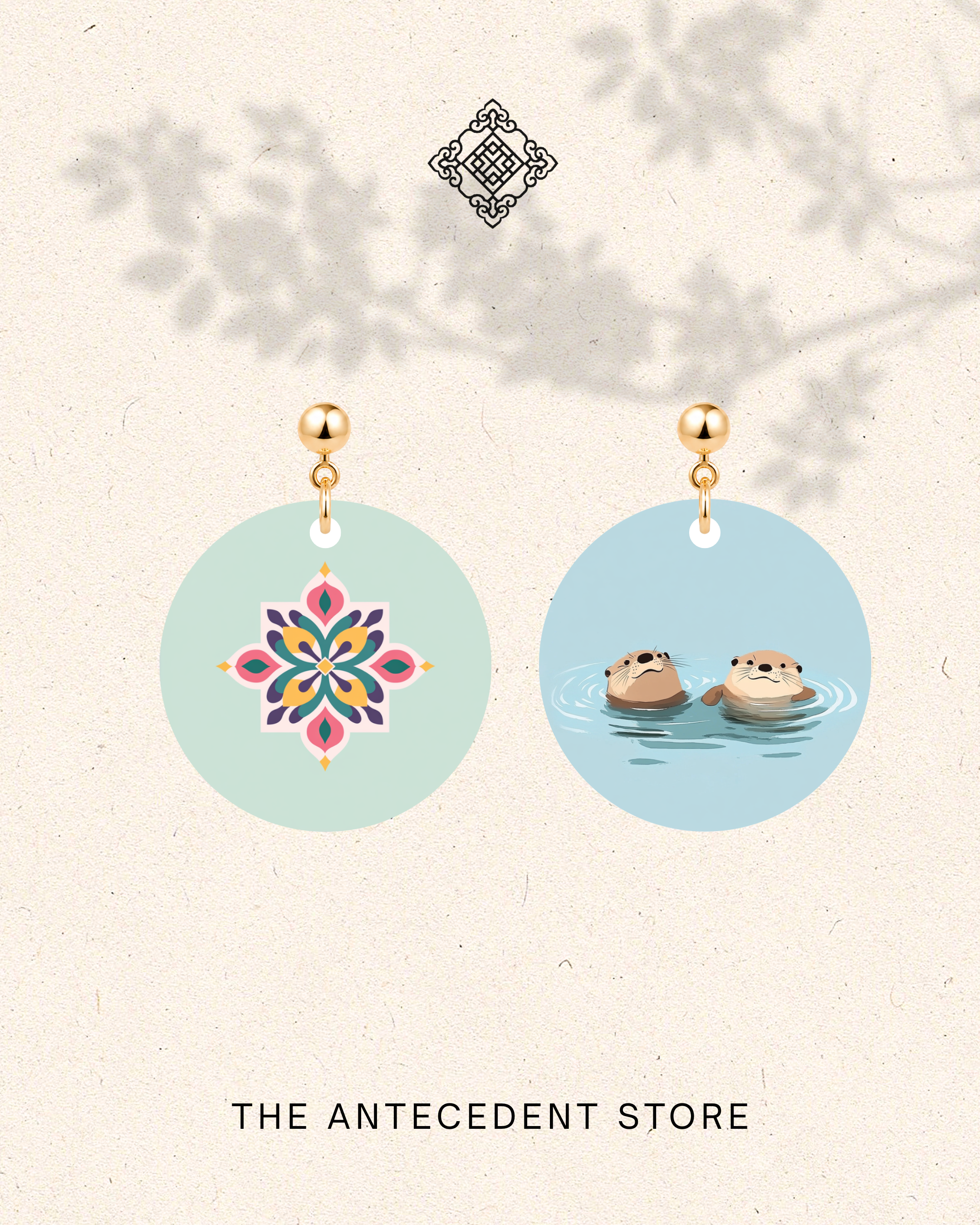THE ANTECEDENT STORE | Peranakan Tile & Otters Earrings