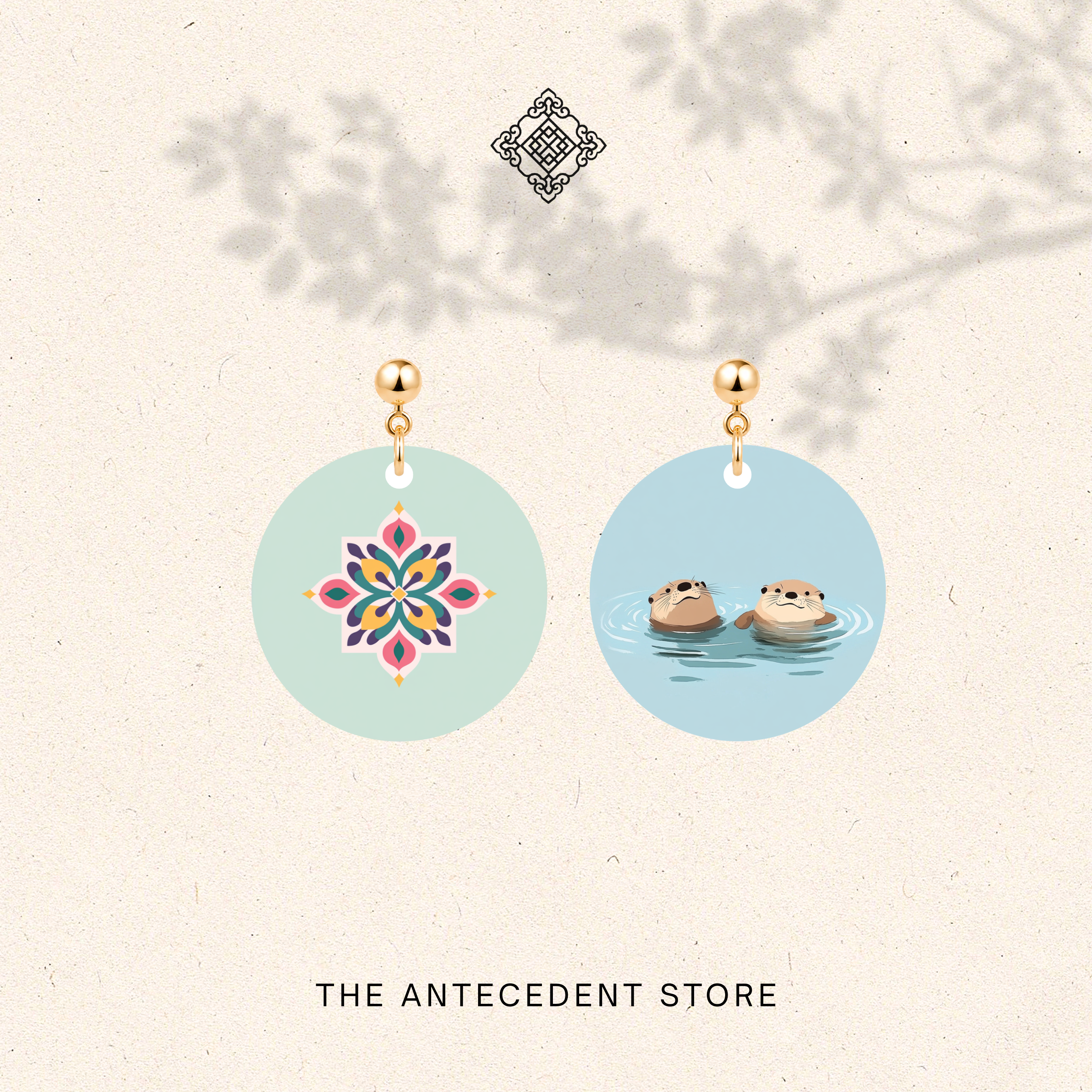 THE ANTECEDENT STORE | Peranakan Tile & Otters Earrings