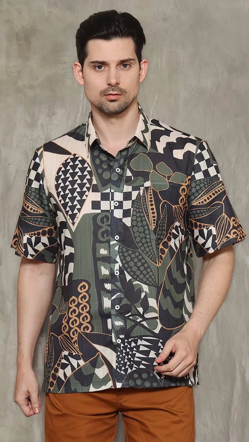 KANZI COLLECTION | Geometric Botanical Shirt