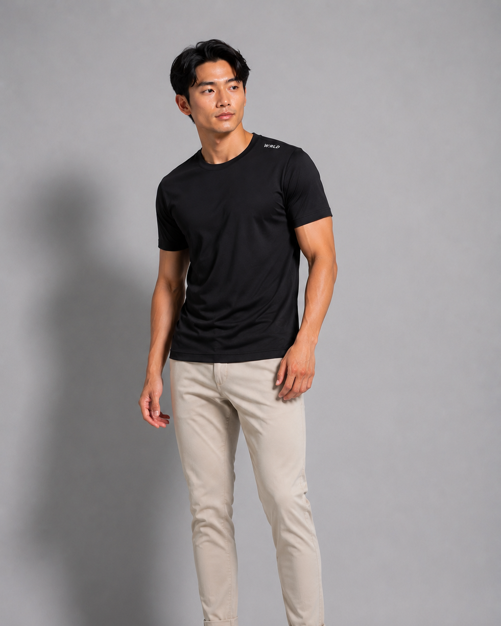WRLD | RIDGE LOGO ROUND NECK TEE | BLACK
