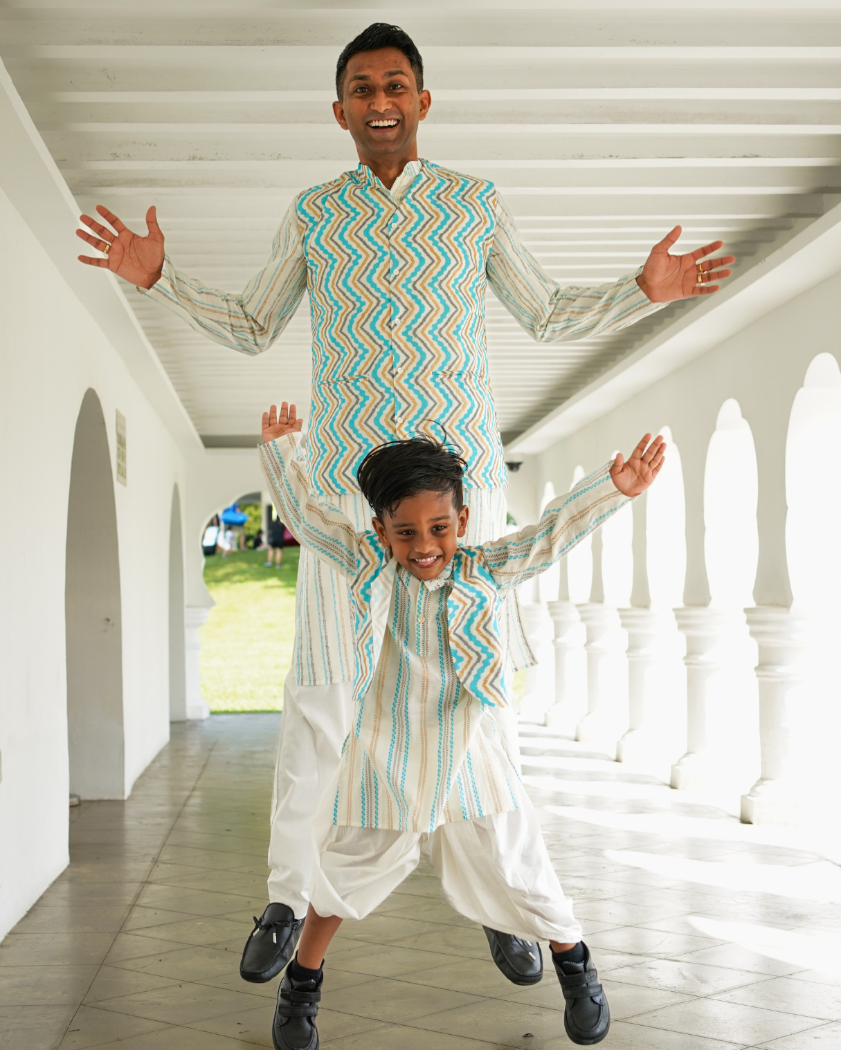 NIMBU | Gul Blue Boys Kurta Dhoti Jacket In Cotton