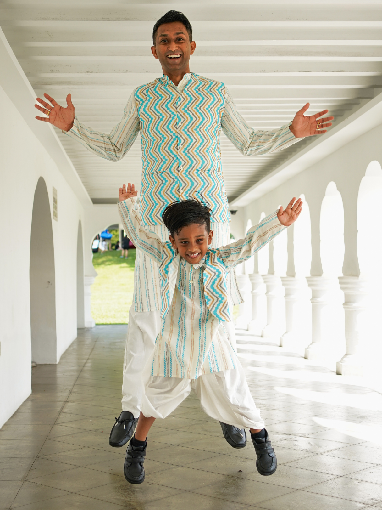 NIMBU | Gul Blue Boys Kurta Dhoti Jacket In Cotton