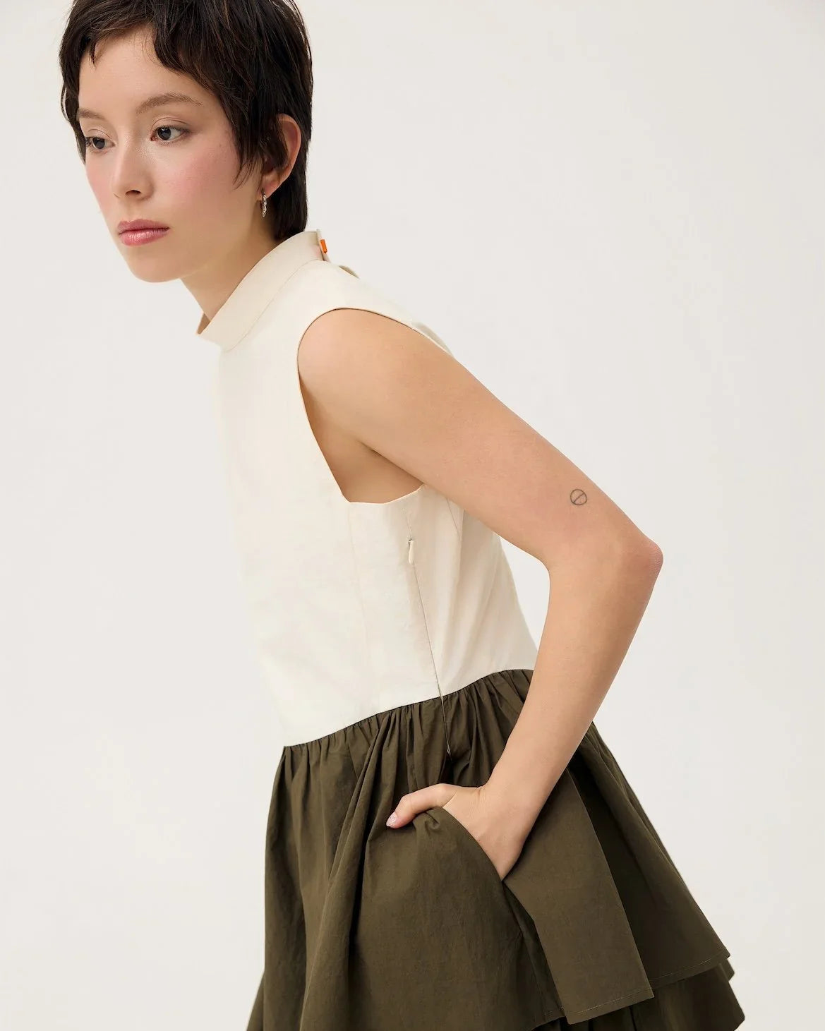3EIGHTH | Ukabu Dress in Olive & Cream