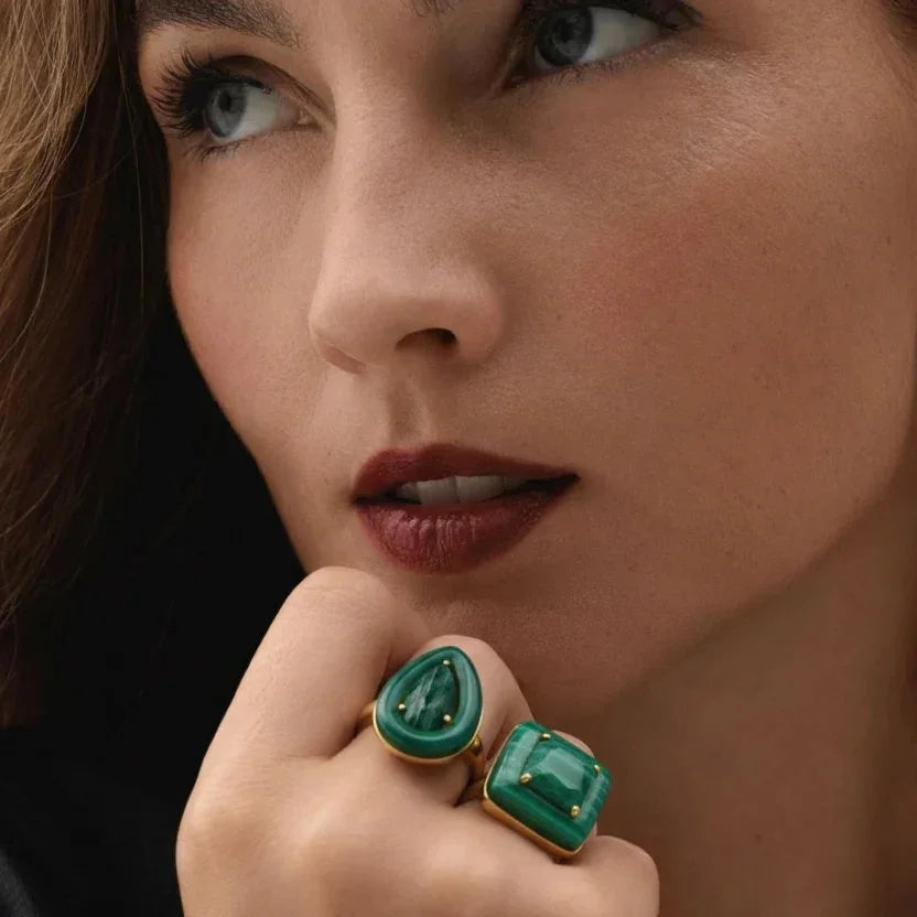 BOHEME BY VERO | Drops Ring | Malachite & Green Onyx