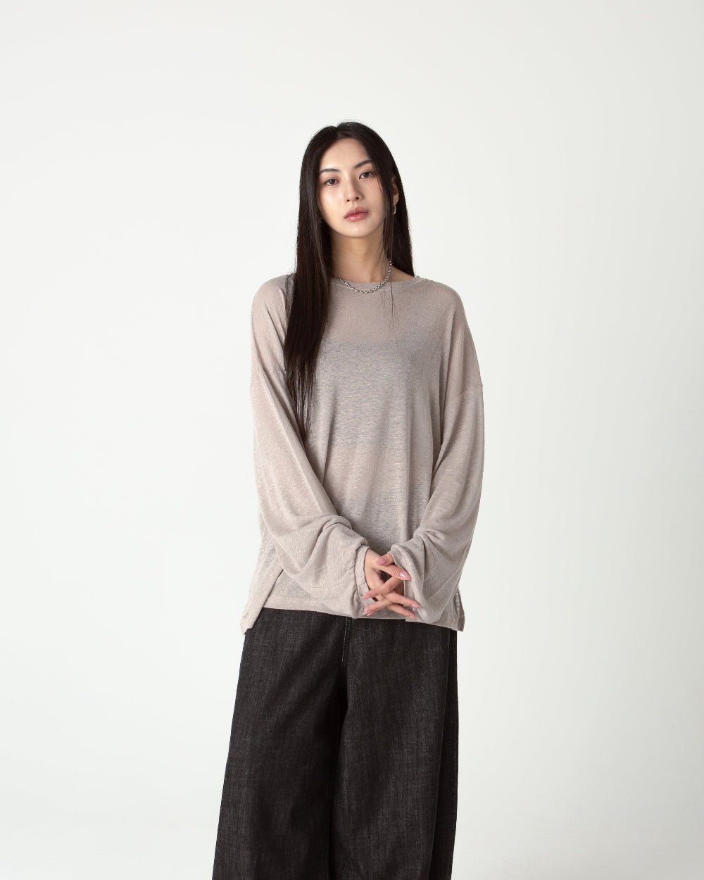 SAERO COLLECTIVE | Myeon Long Sleeve Top | Pink Beige